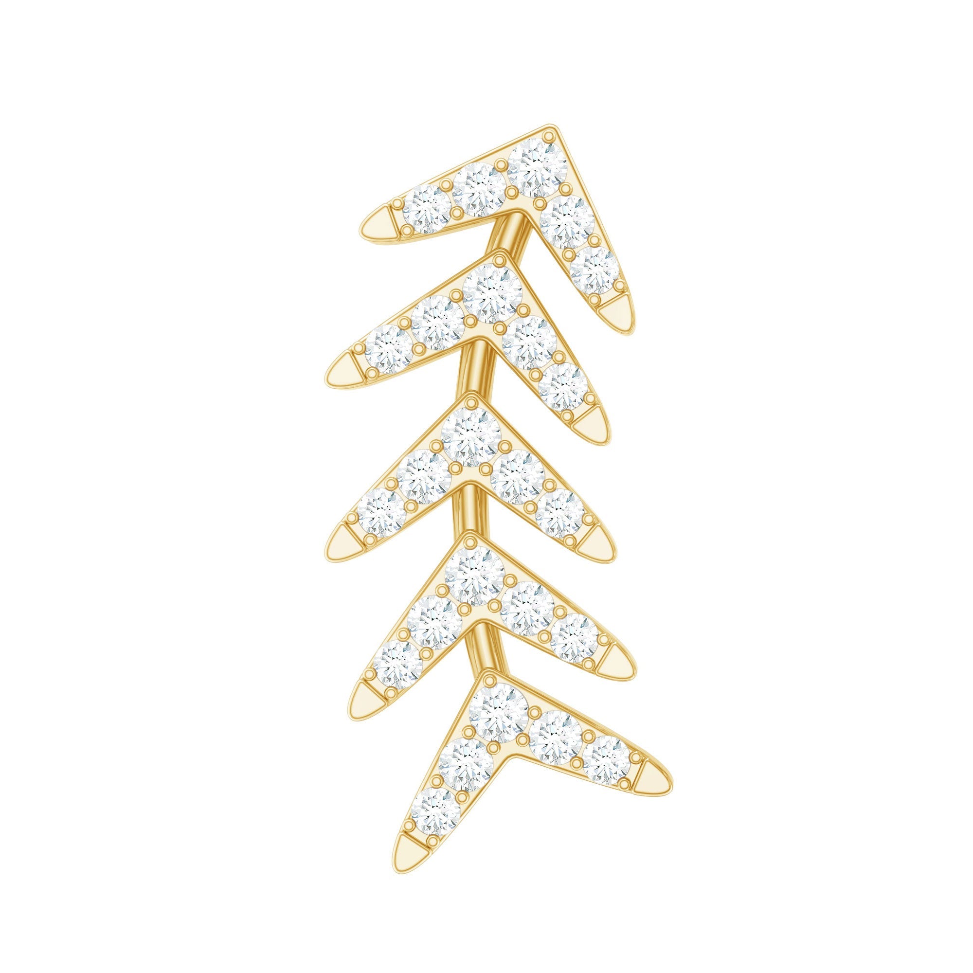 Certified Moissanite Leaf Crawler Earring for Helix Piercing