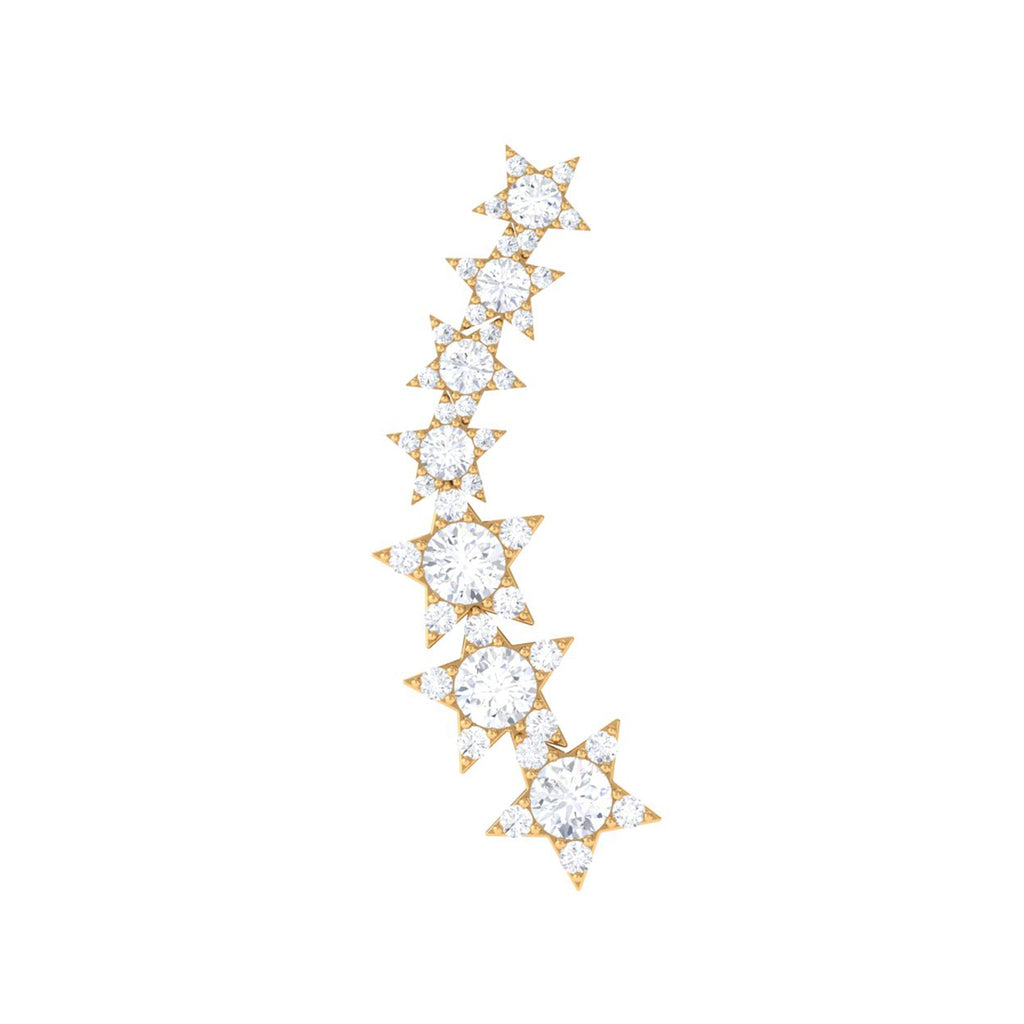 Moissanite Star Climber Earring for Cartilage Piercing