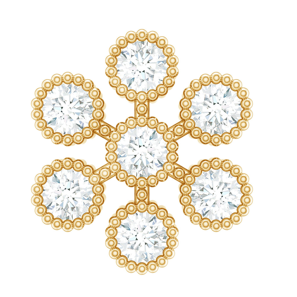 Moissanite Flower Cartilage Earring in Beaded Bezel Setting
