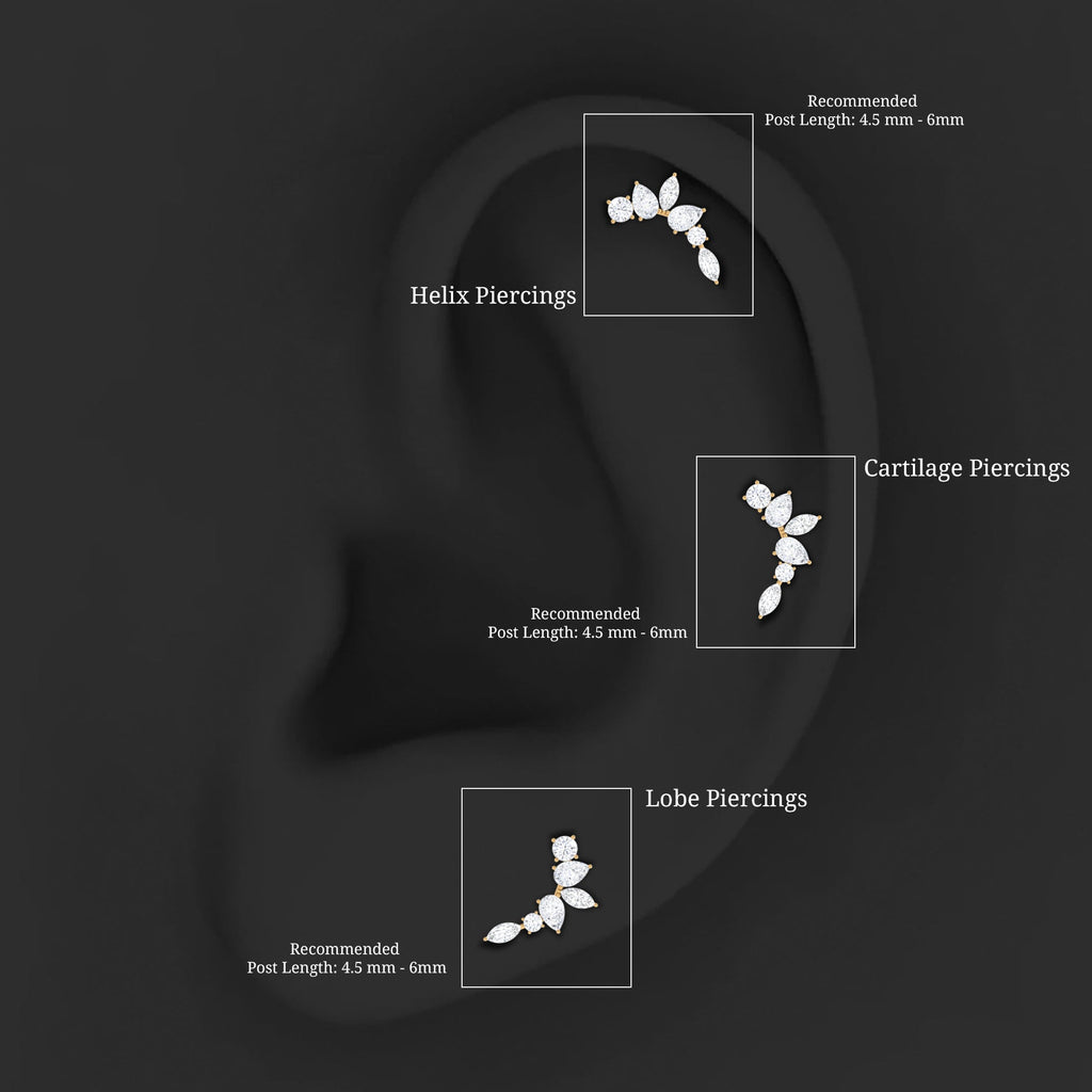 Certified Moissanite Curved Helix Earring for Women