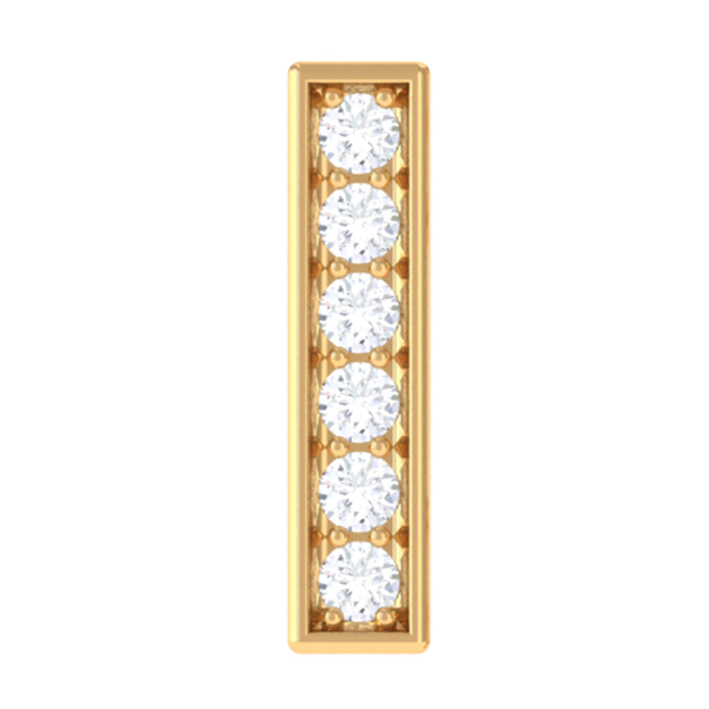 Round Moissanite Bar Earring for Cartilage Piercing