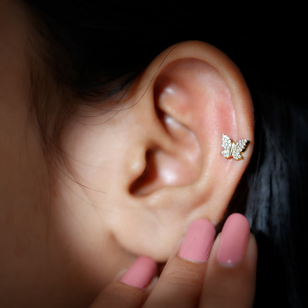 Exquisite Moissanite Butterfly Cartilage Earring