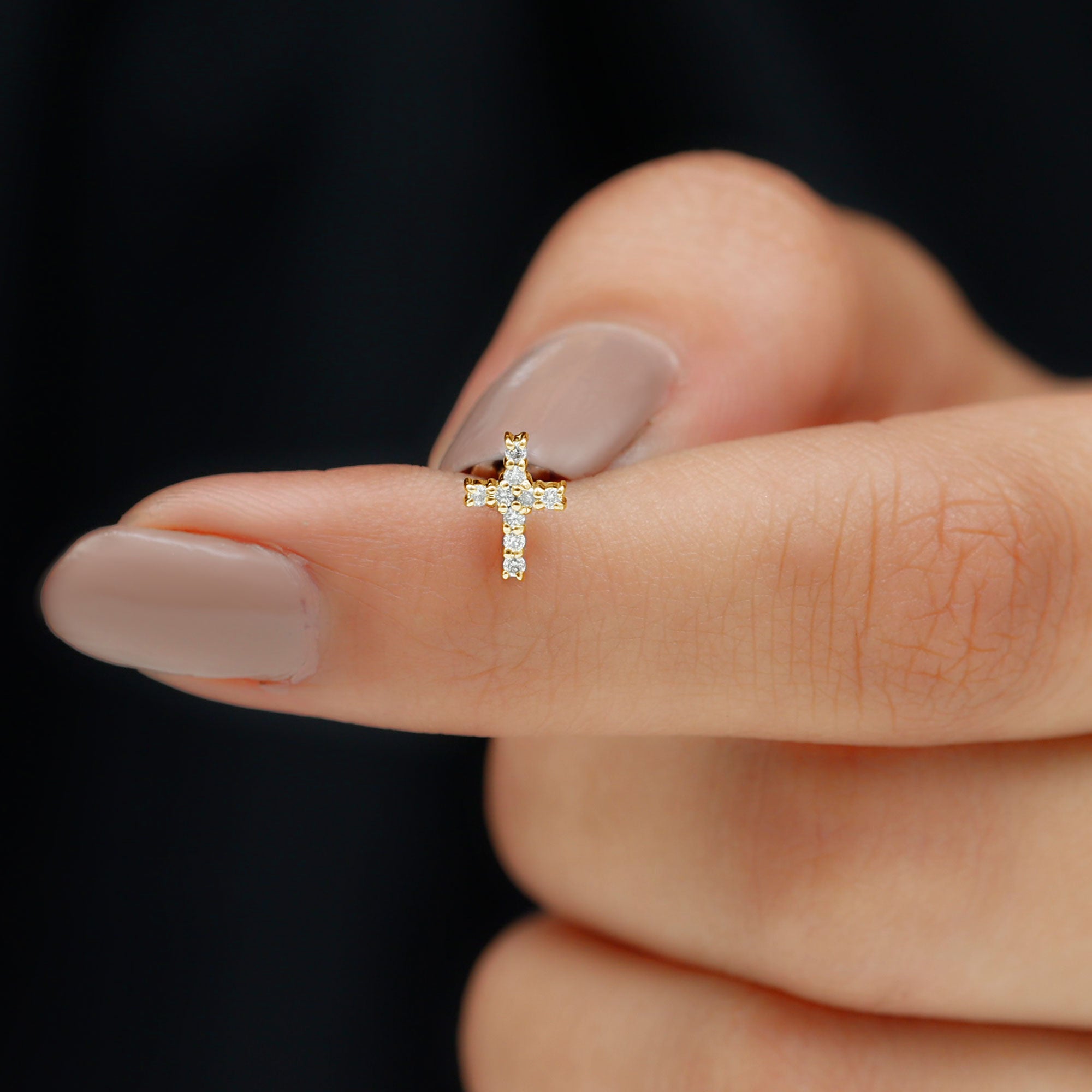 Minimalist Moissanite Cross Cartilage Earring