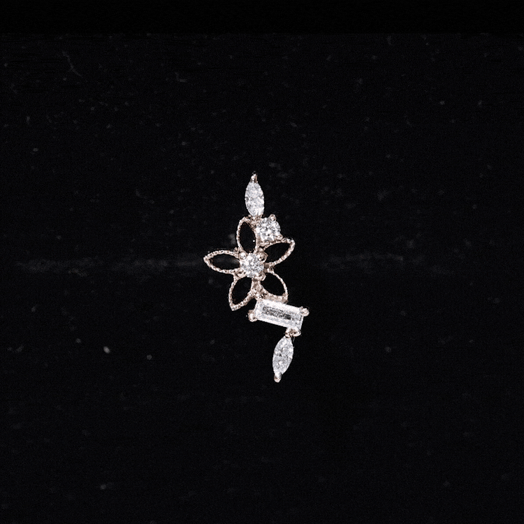 Unique Moissanite Flower Crawler Cartilage Earring