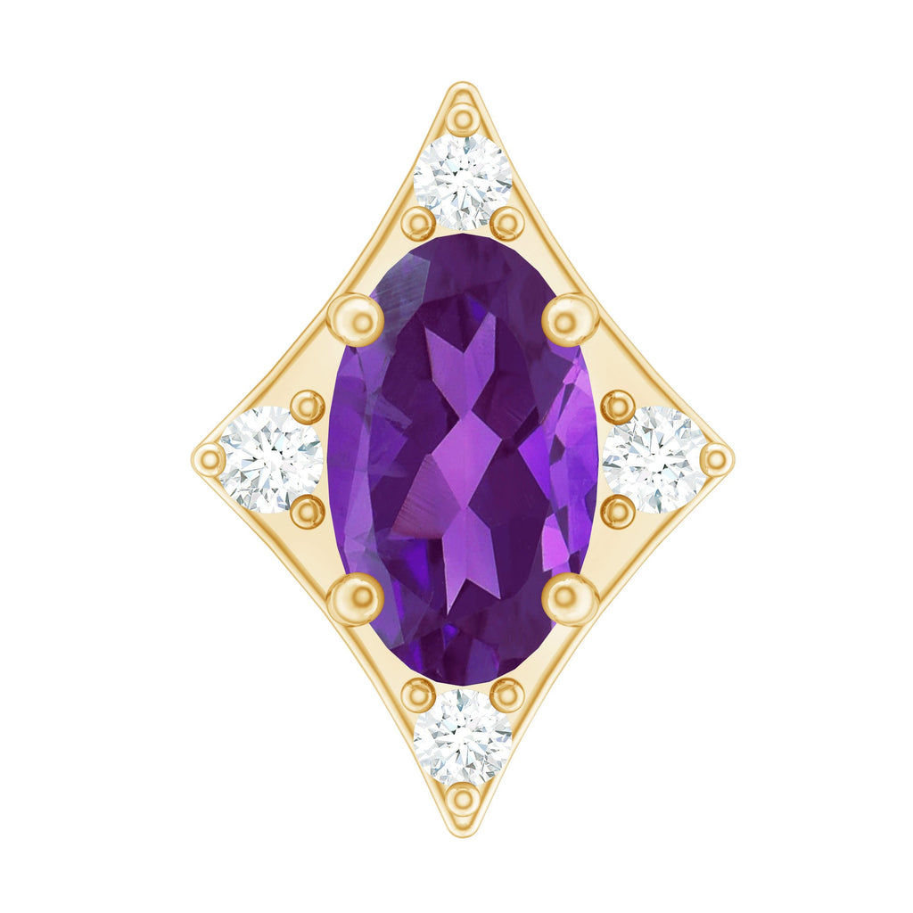 Oval Natural Amethyst Tragus Earring with Moissanite