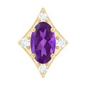 Oval Natural Amethyst Tragus Earring with Moissanite