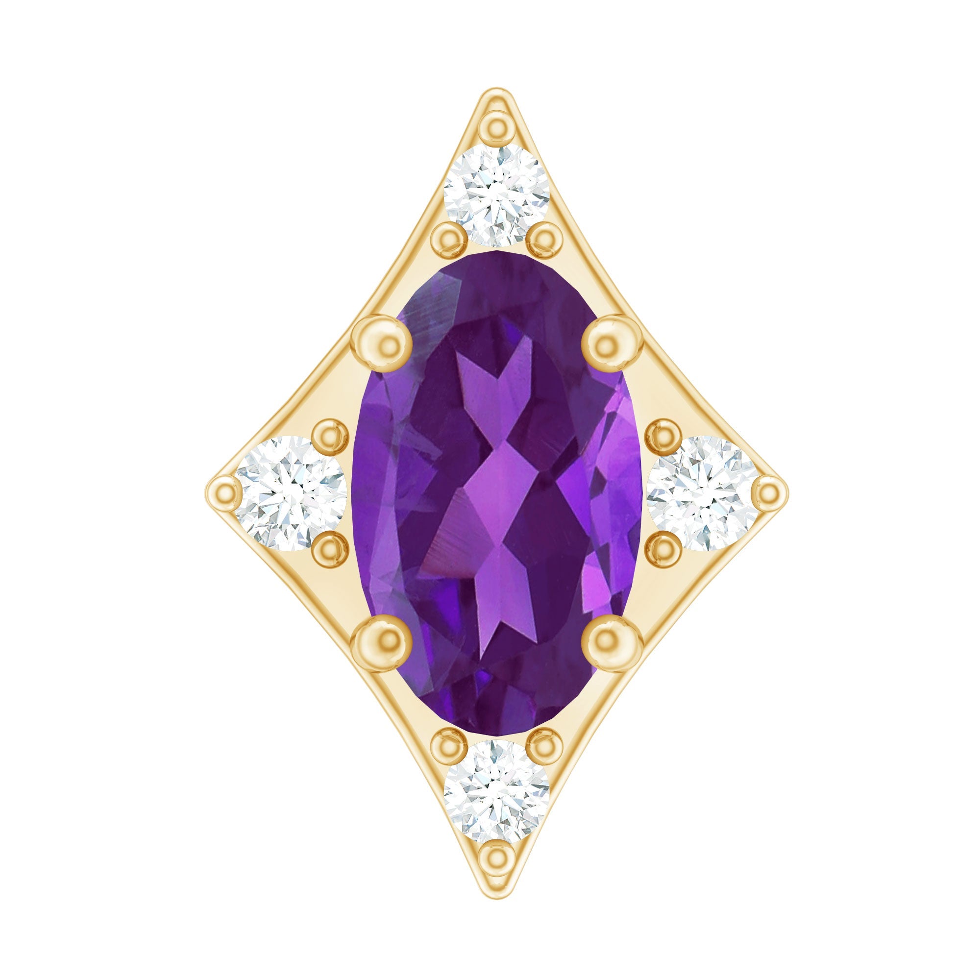 Oval Natural Amethyst Tragus Earring with Moissanite