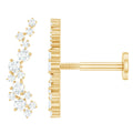 Natural Diamond Cluster Crawler Earring for Helix Piercing