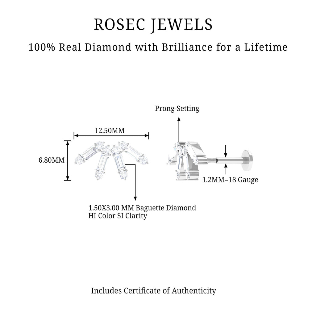 Baguette Diamond Fan Cartilage Earring