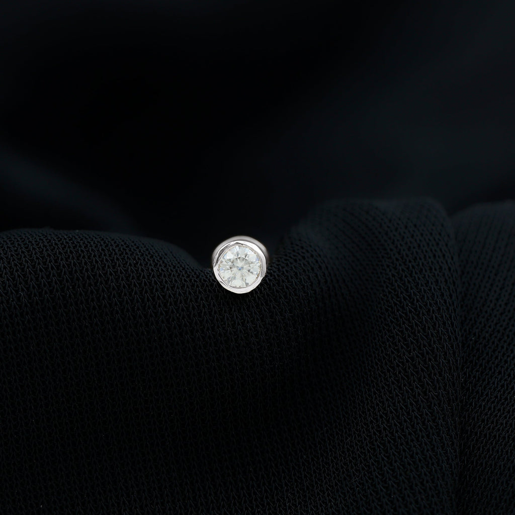 Bezel Set Diamond Cartilage Earring with Flat Back