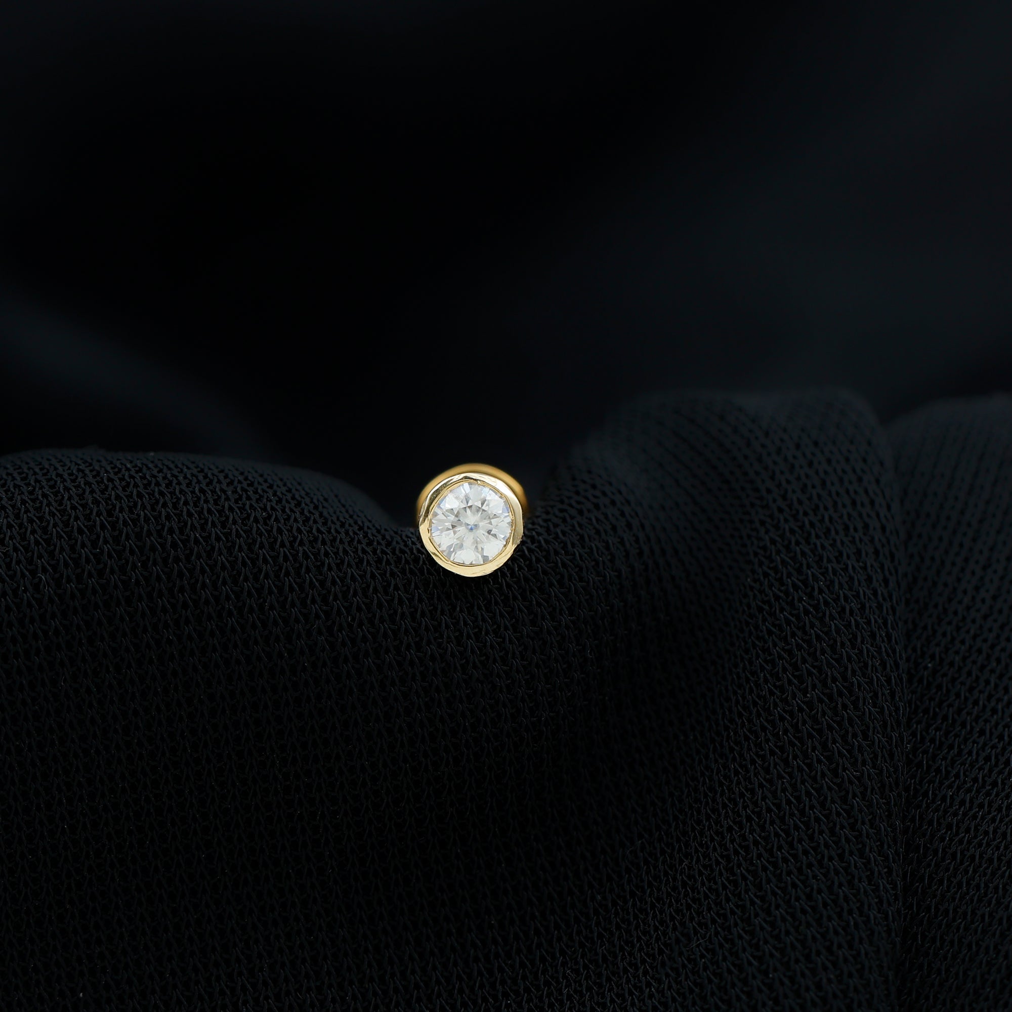 Bezel Set Diamond Cartilage Earring with Flat Back