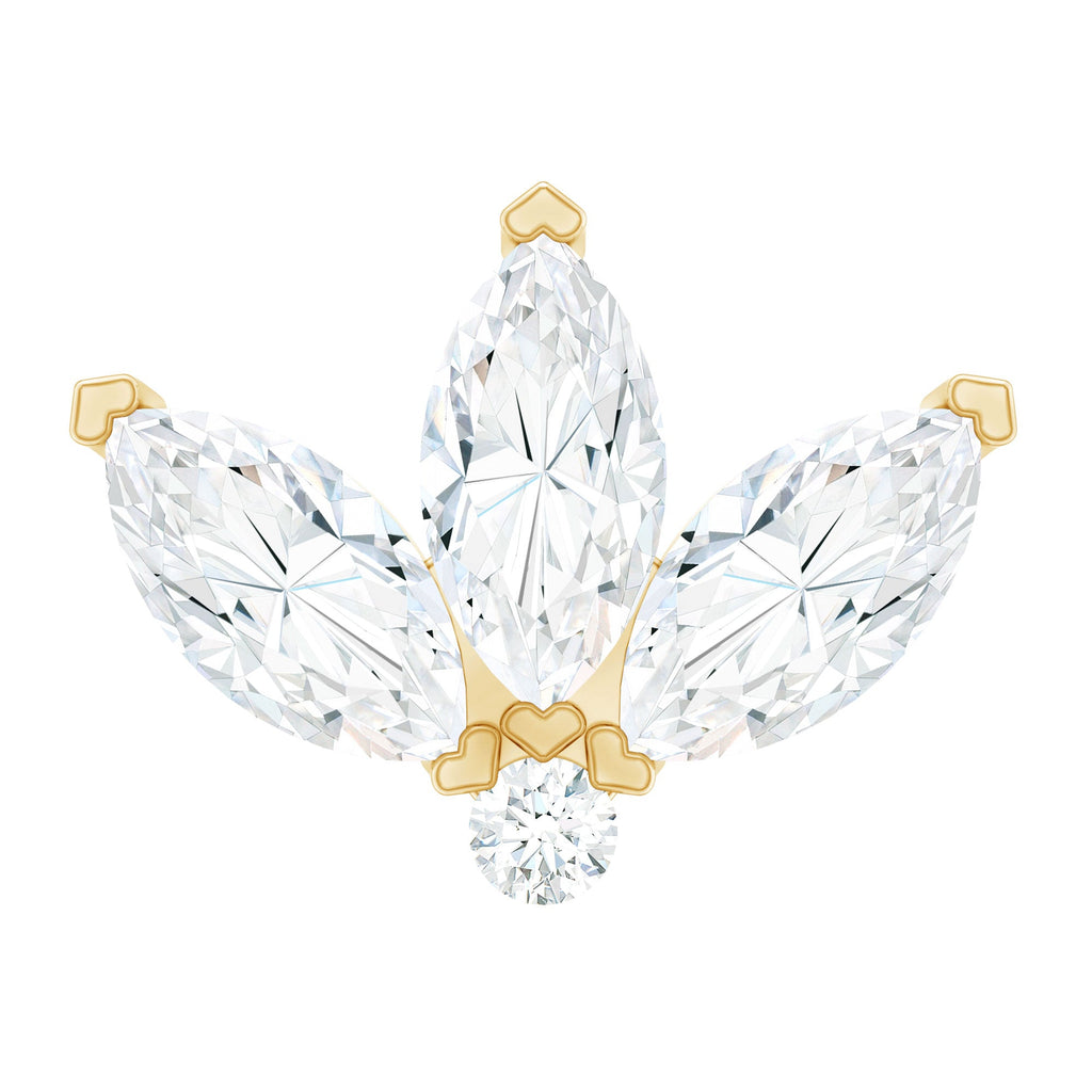 Marquise Moissanite Lotus Flower Helix Earring