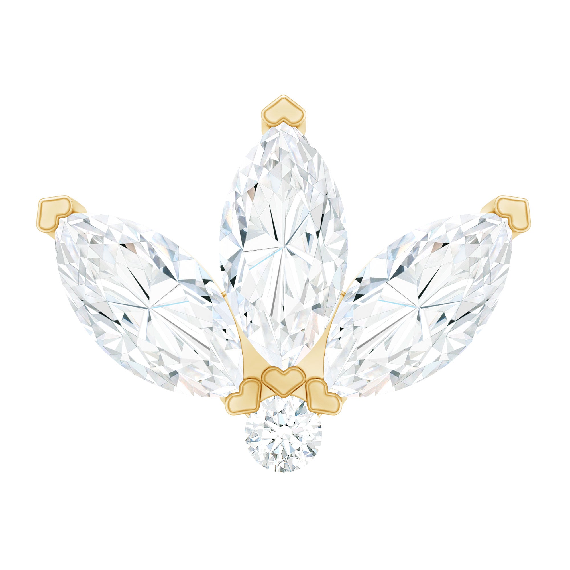 Marquise Moissanite Lotus Flower Helix Earring