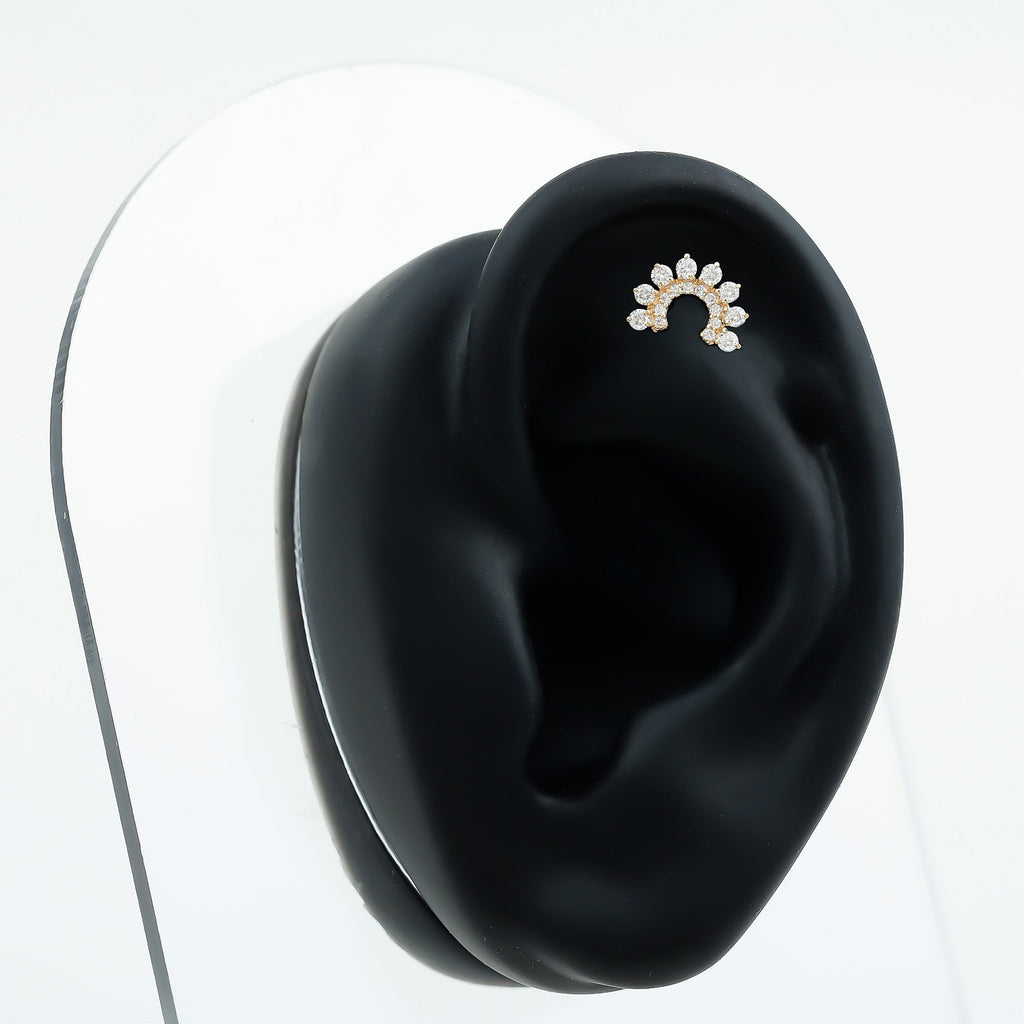Certified Moissanite Cluster Curved Conch Earring