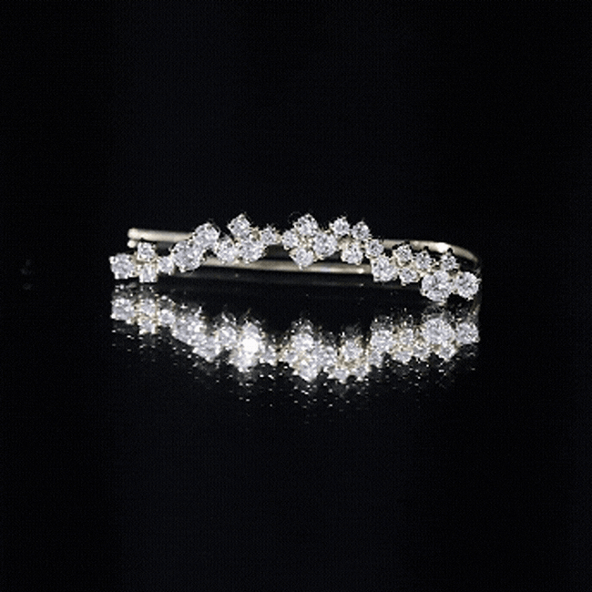 Certified Round Moissanite Cluster Climber Earring