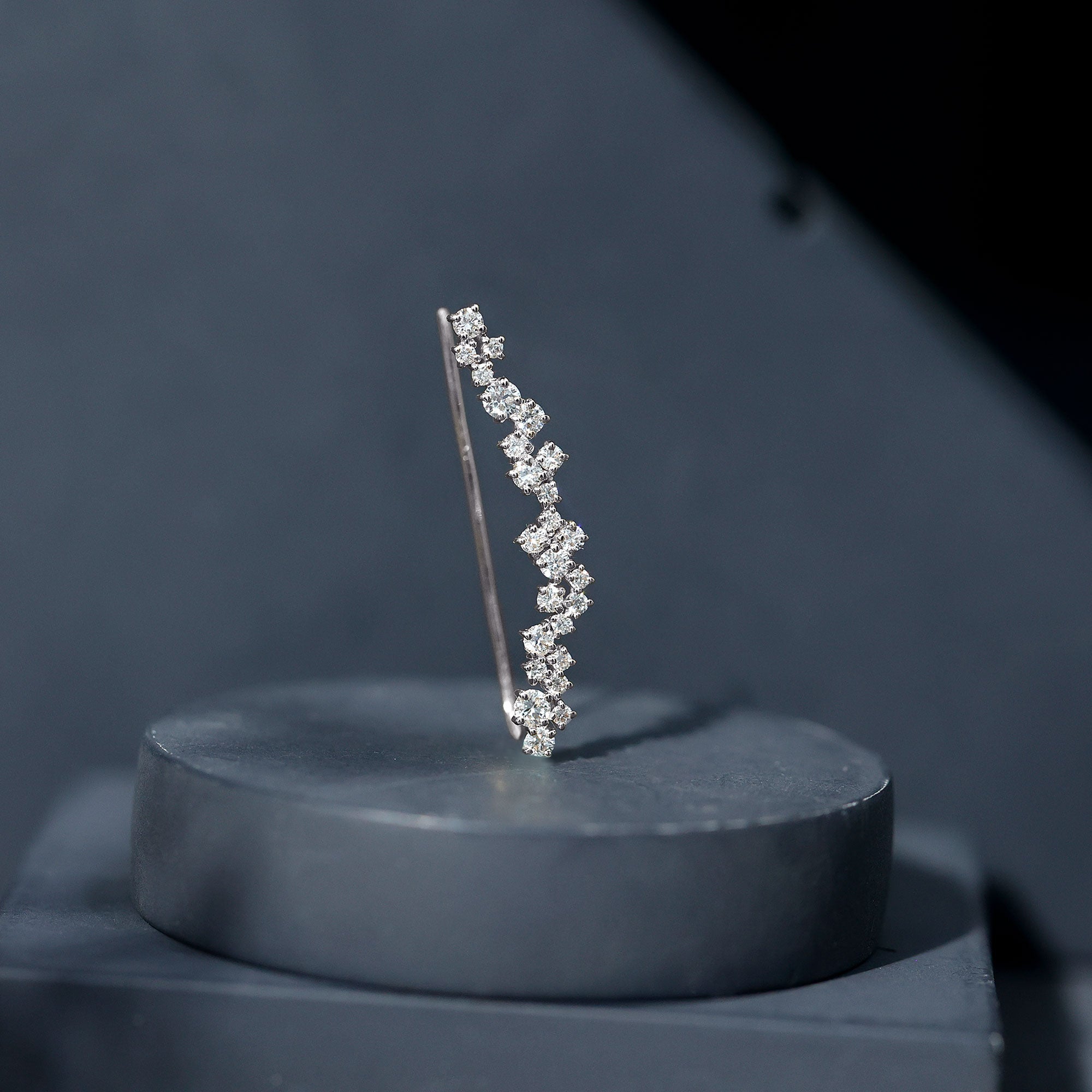 Certified Round Moissanite Cluster Climber Earring