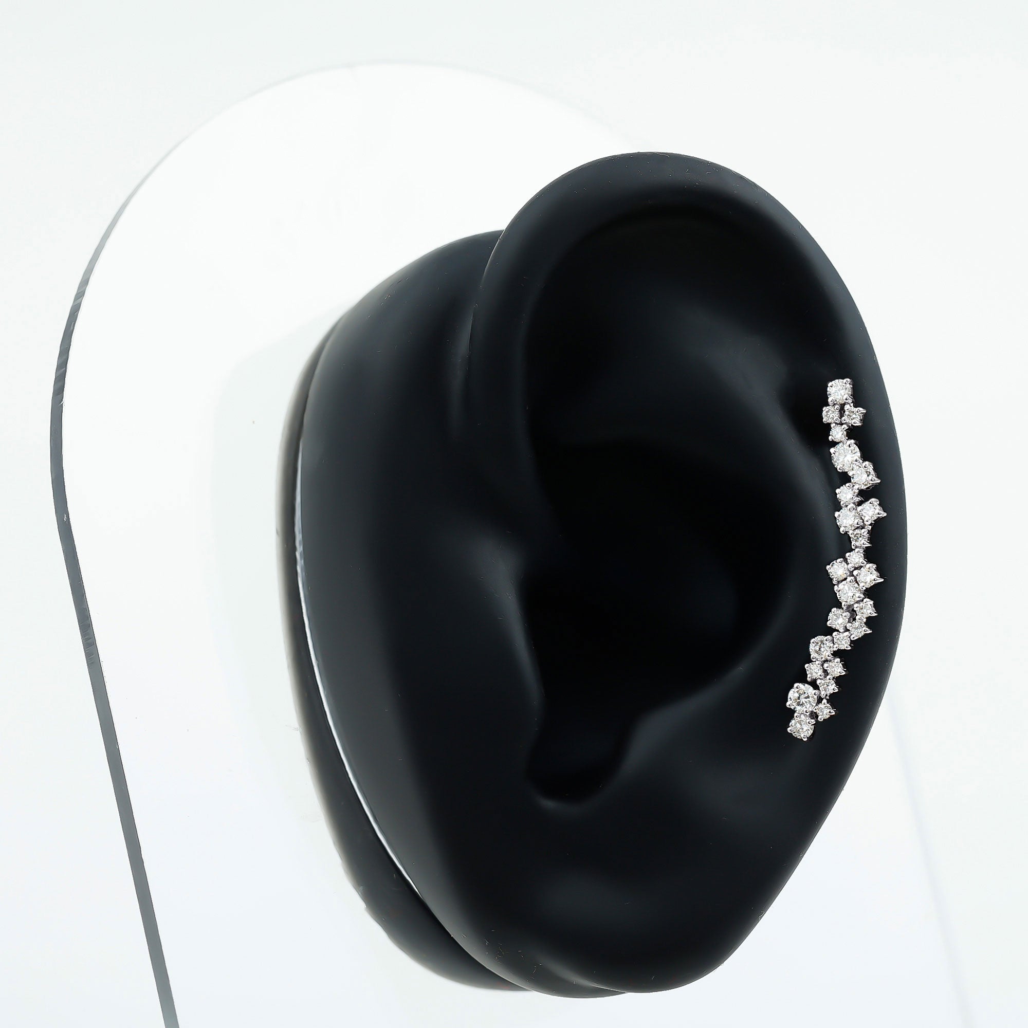 Certified Round Moissanite Cluster Climber Earring