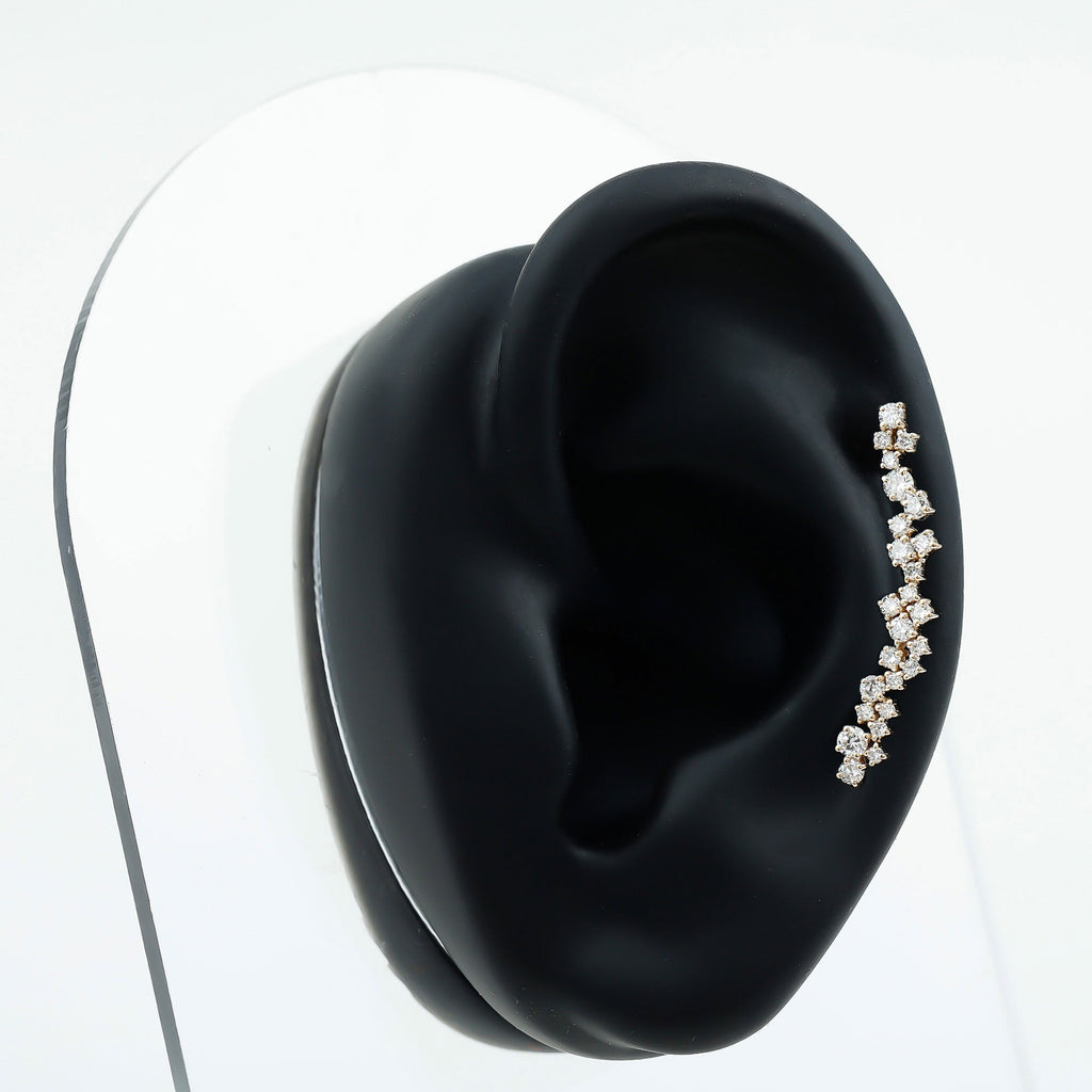 Certified Round Moissanite Cluster Climber Earring