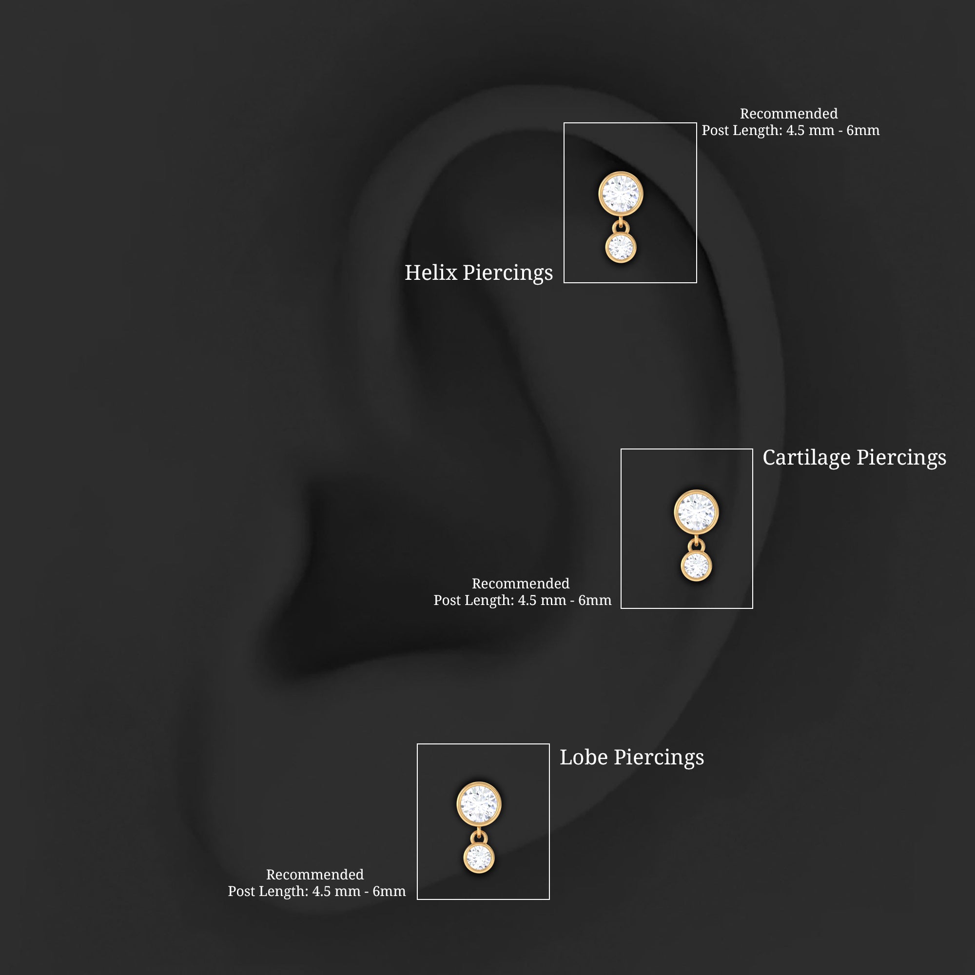 Certified Round Diamond Helix Drop Earring in Bezel Set