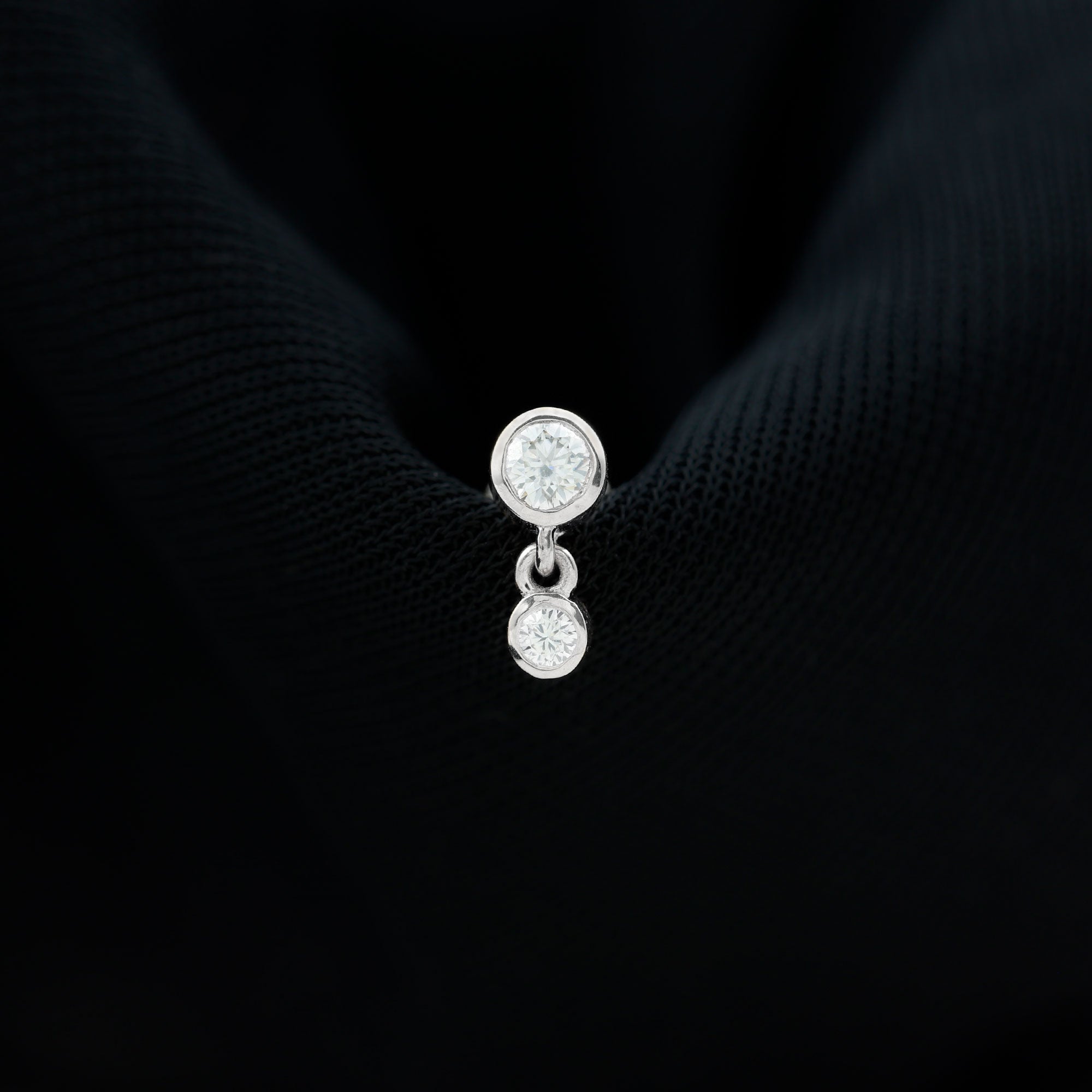 Certified Round Diamond Helix Drop Earring in Bezel Set