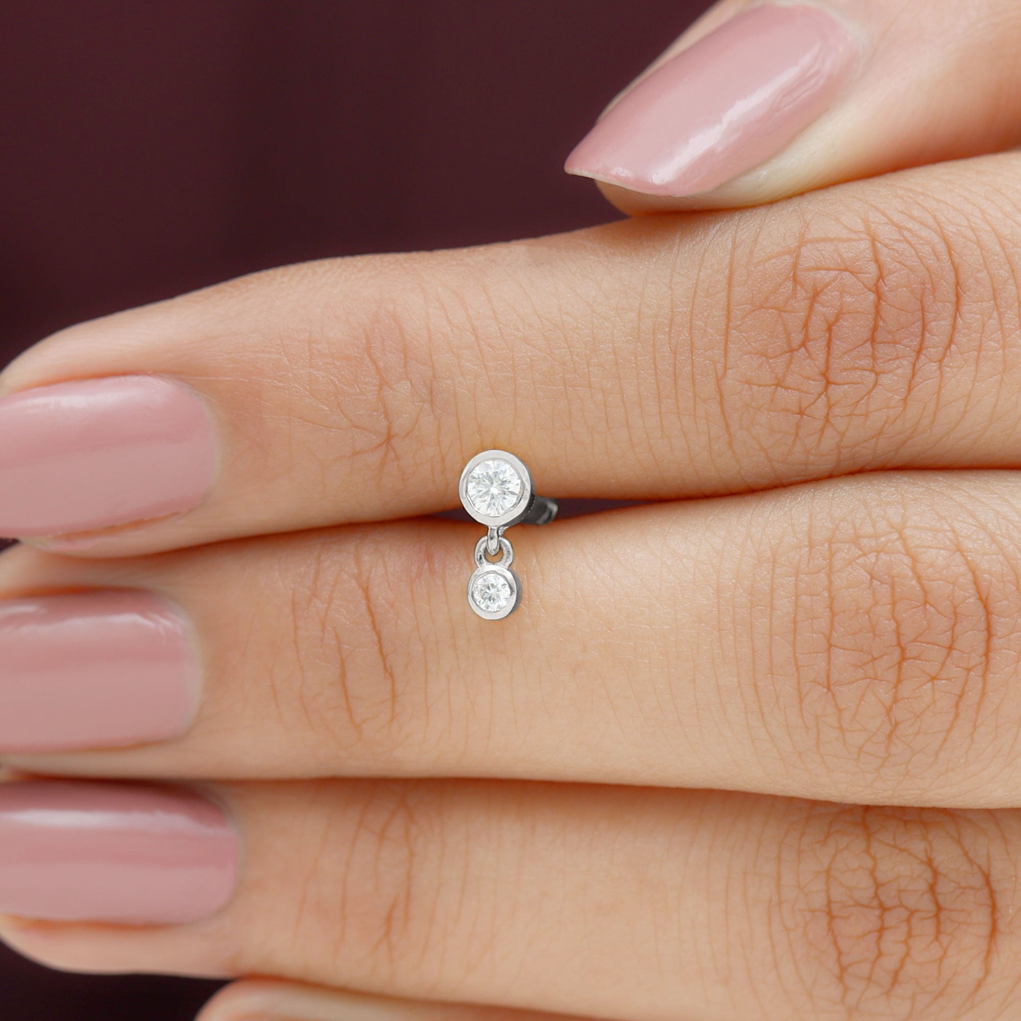 Certified Round Diamond Helix Drop Earring in Bezel Set