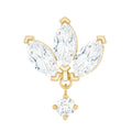 Real Diamond Lotus Flower Drop Earring for Cartilage Piercing