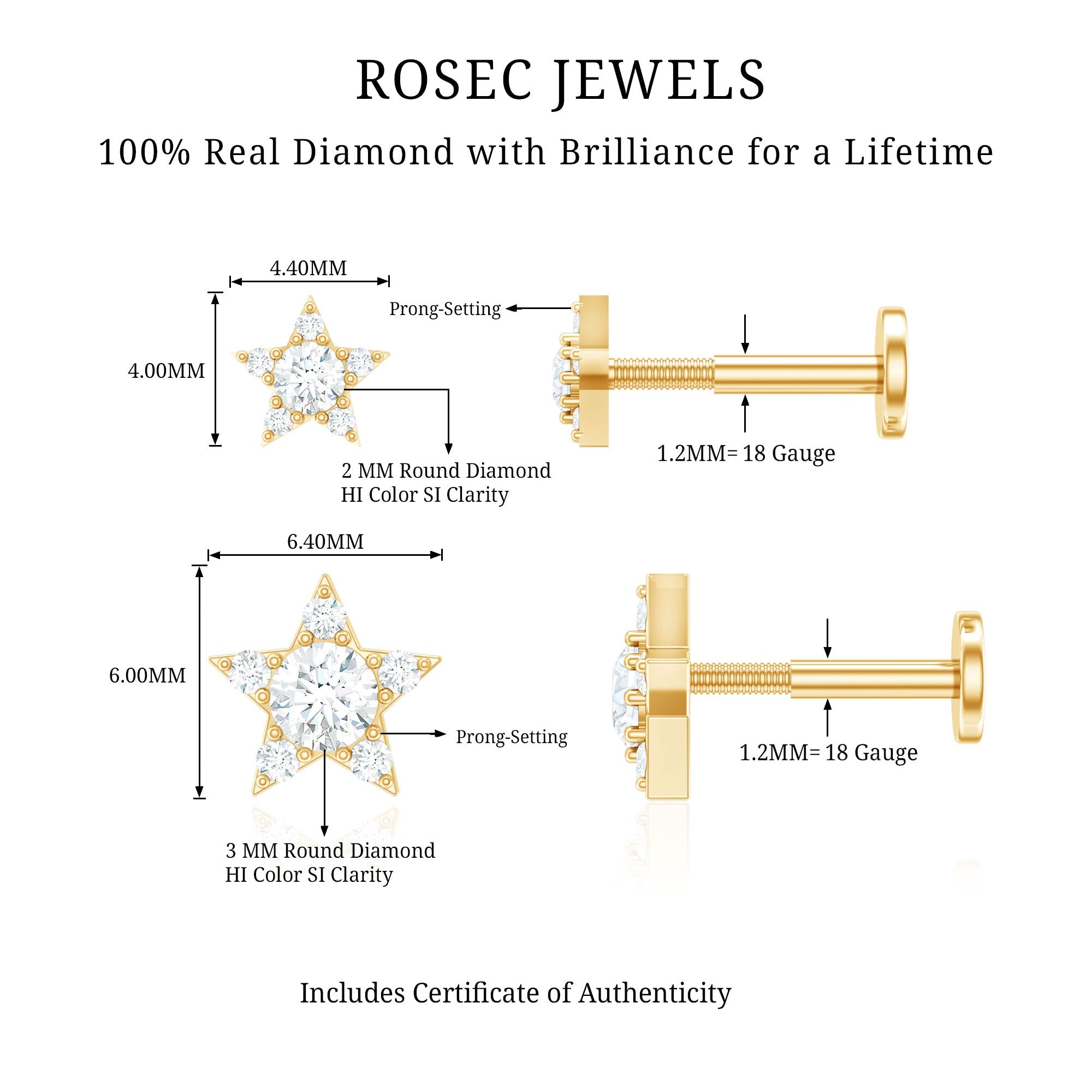 Minimalist Diamond Star Earring for Tragus Piercing