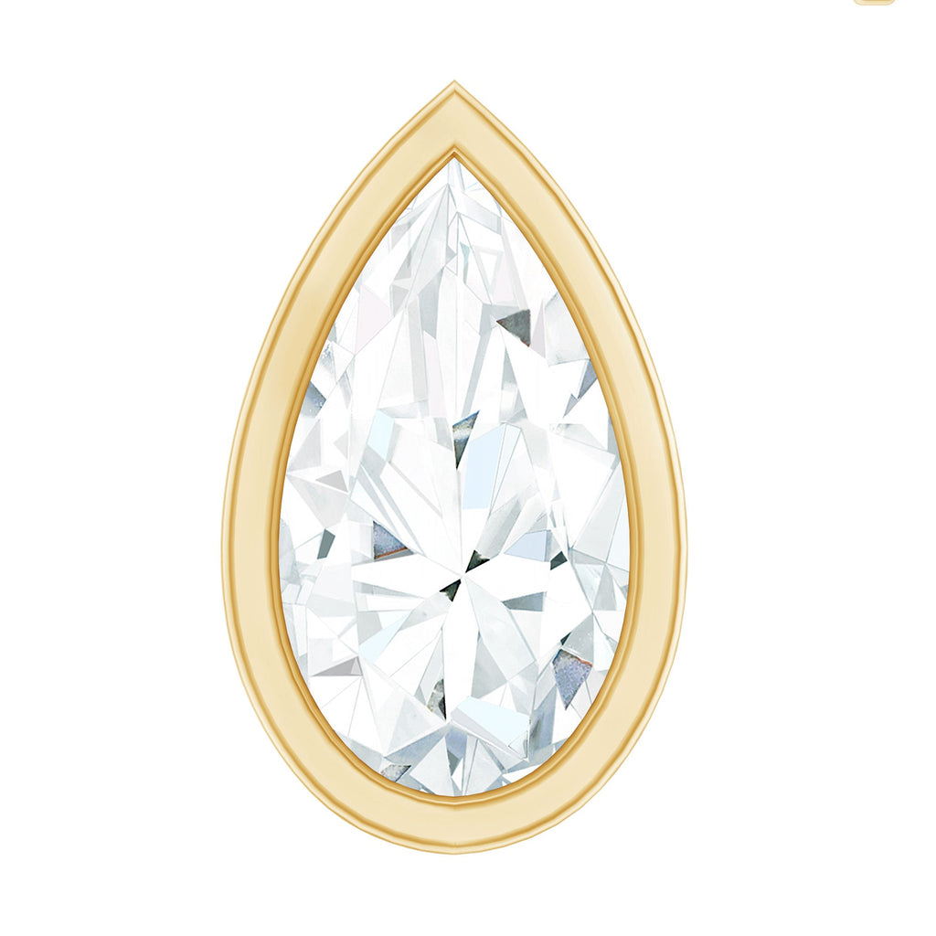 Bezel Set Moissanite Teardrop Stud Earring for Cartilage Piercing