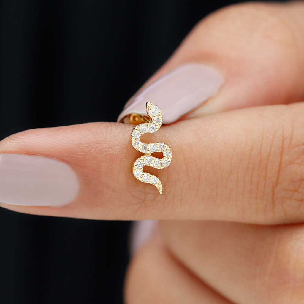 Unique Moissanite Snake Crawler Cartilage Earring