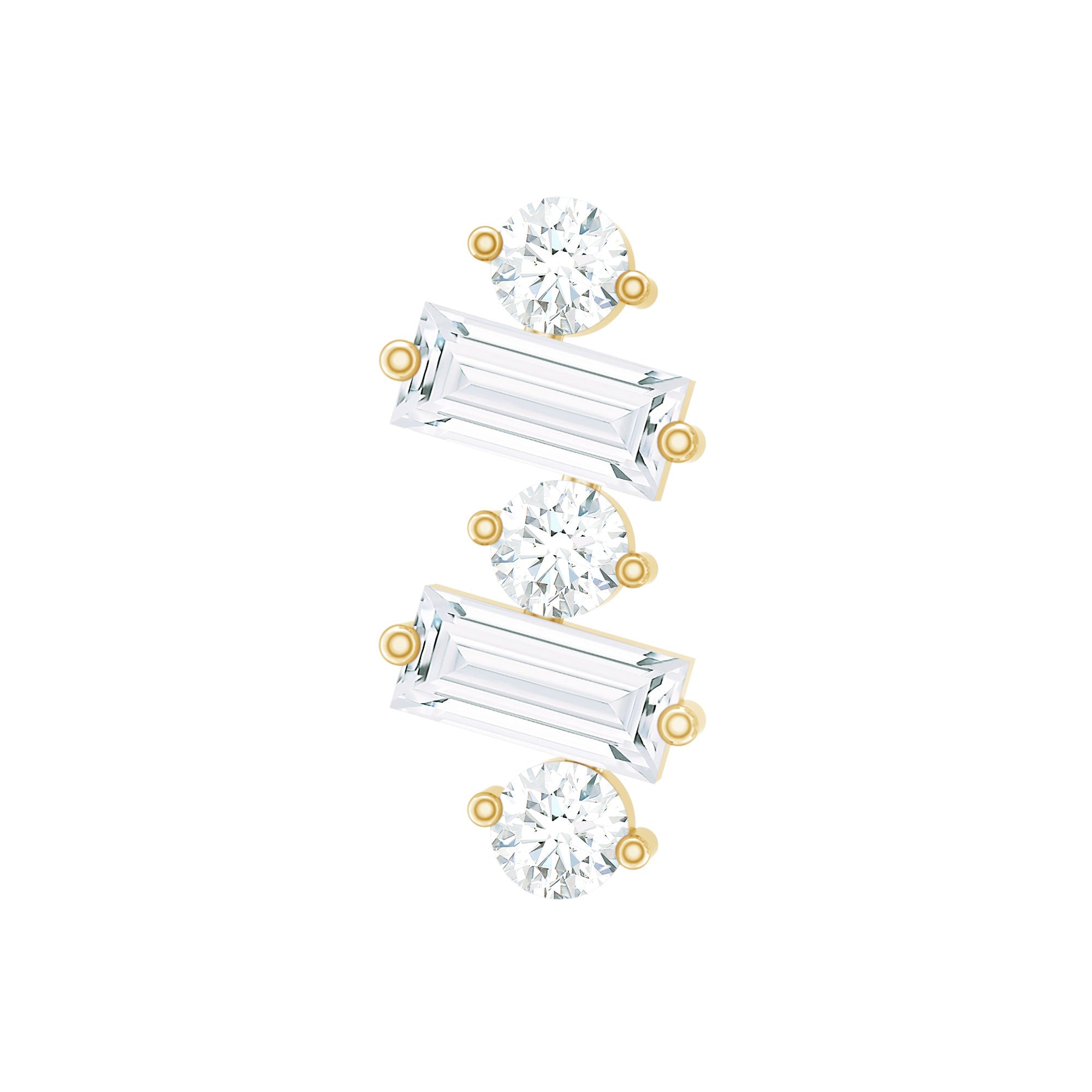 Genuine Baguette Diamond Tragus Earring With Certificate