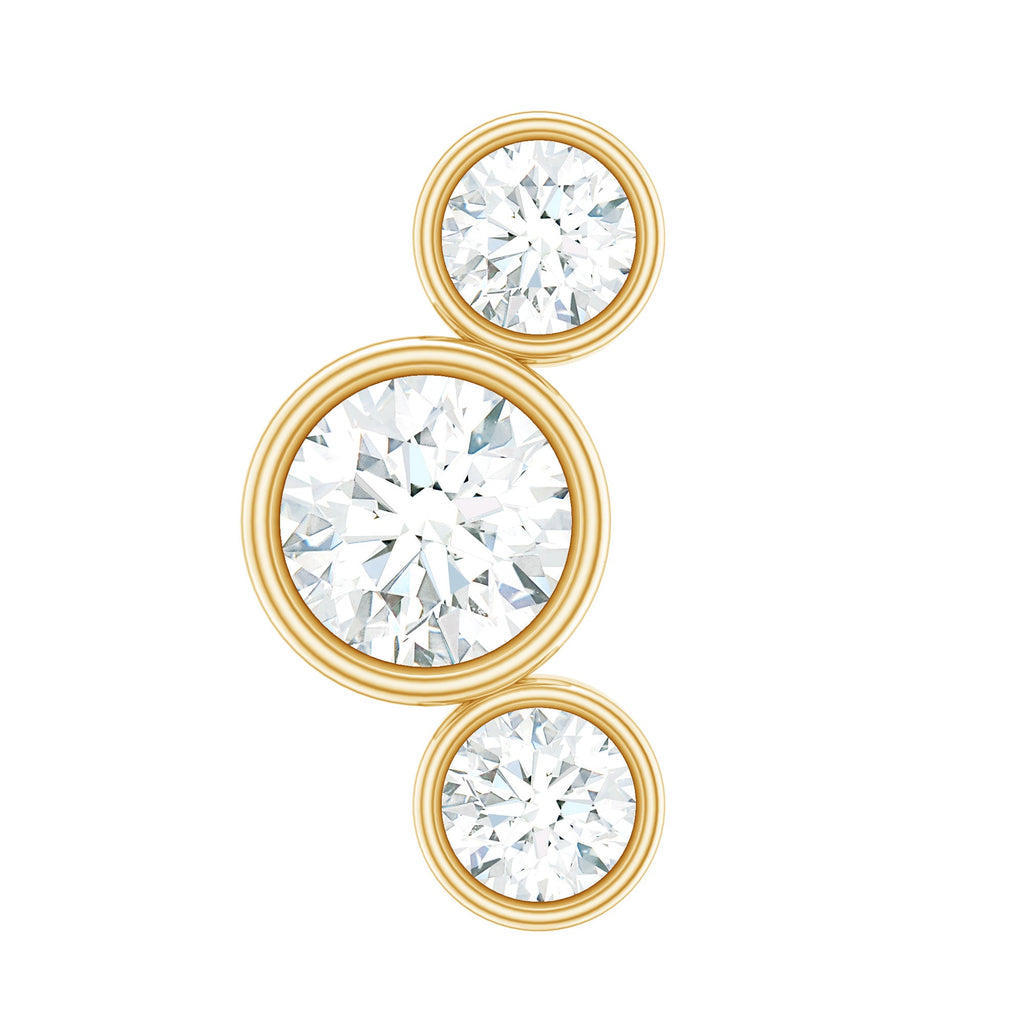 Certified Moissanite Three Stone Crawler Helix Earring