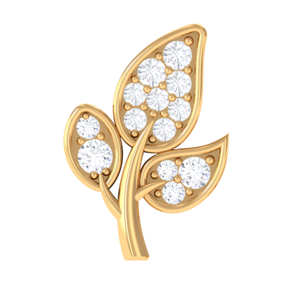 Dainty Moissanite Leaf Earring for Cartilage Piercing