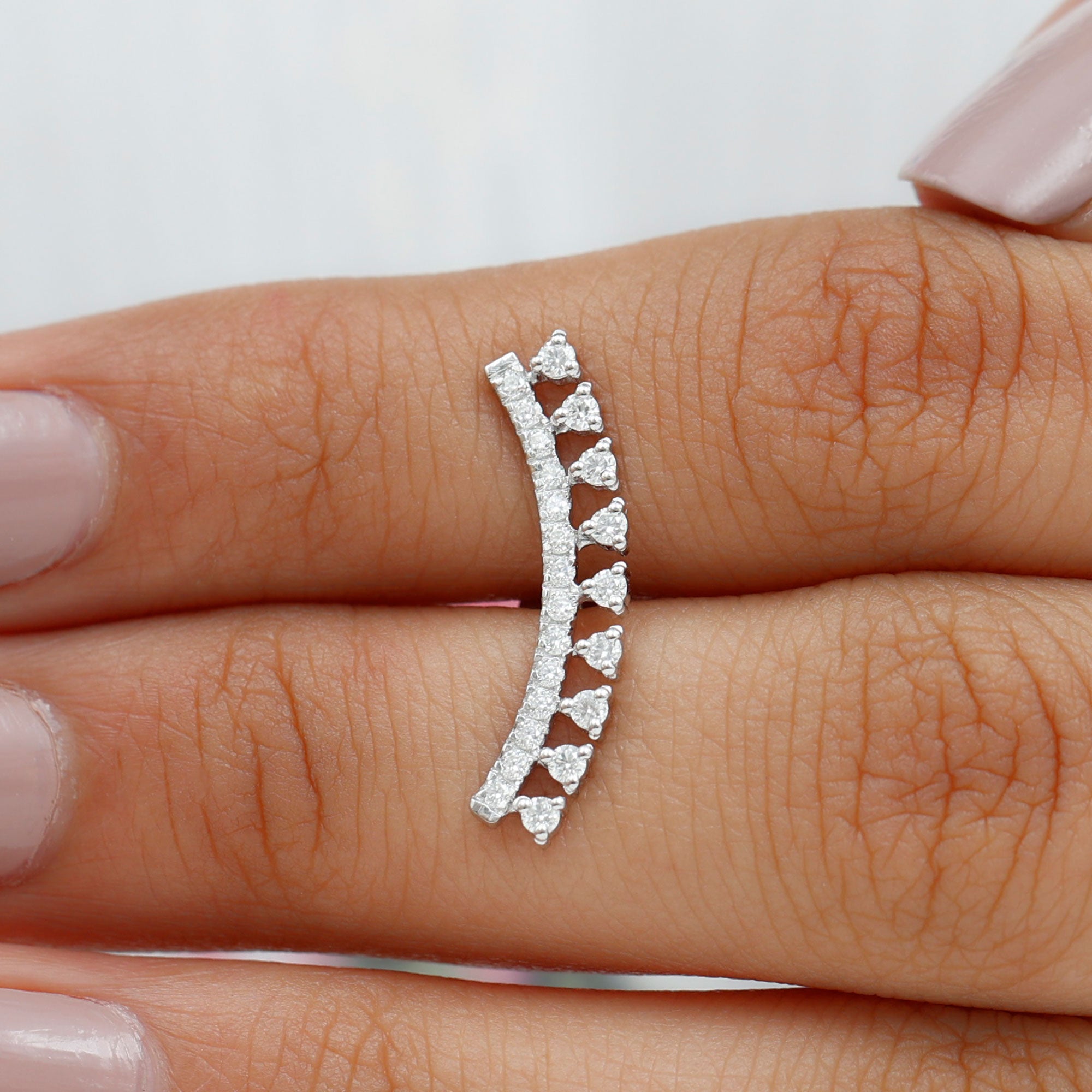 Certified Moissanite Curved Crawler Earring