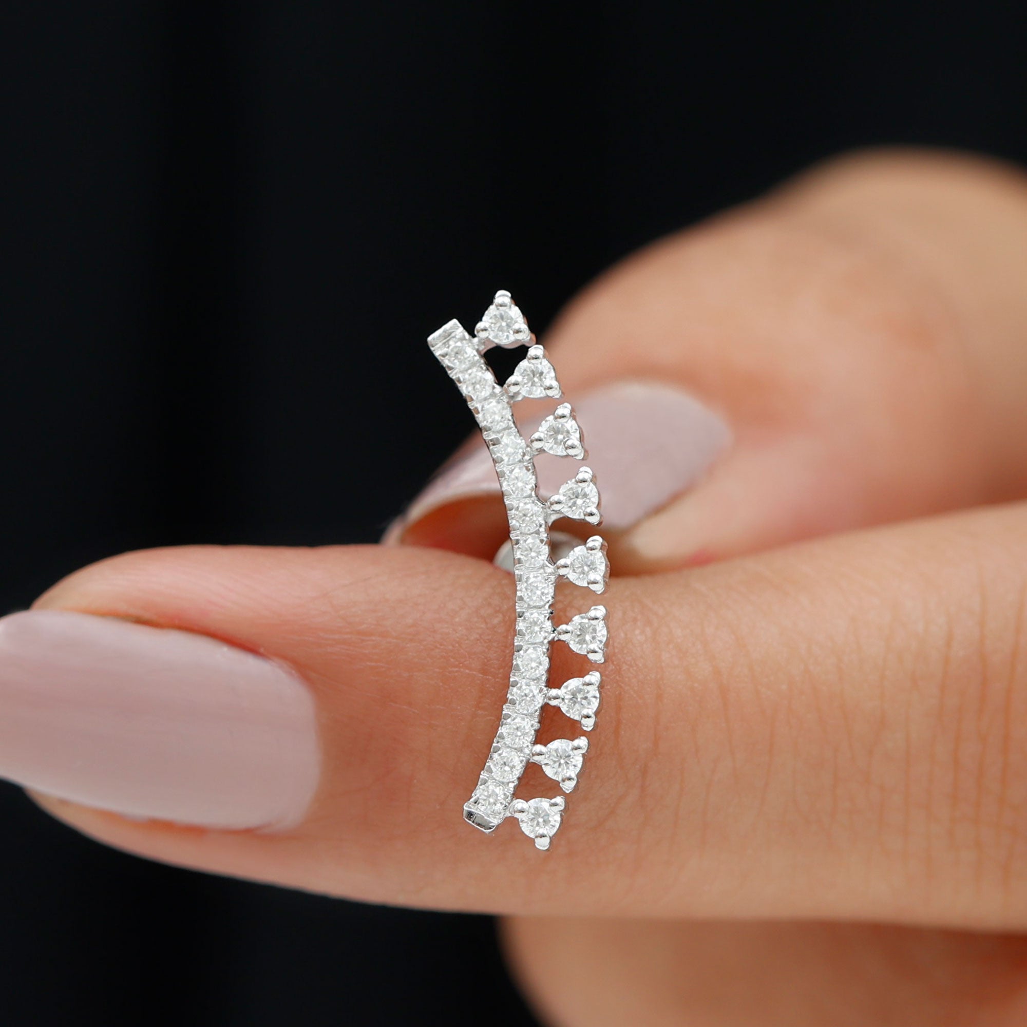 Certified Moissanite Curved Crawler Earring