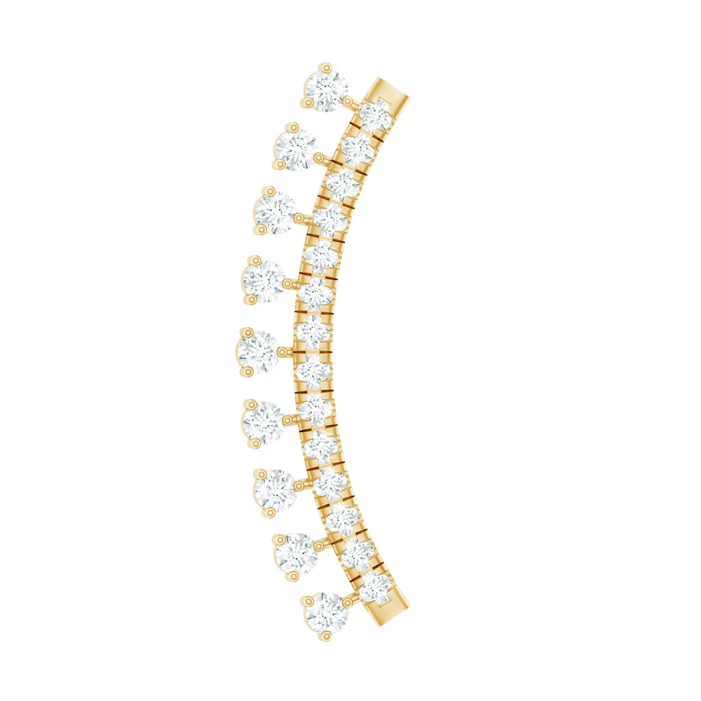 Certified Moissanite Curved Crawler Earring