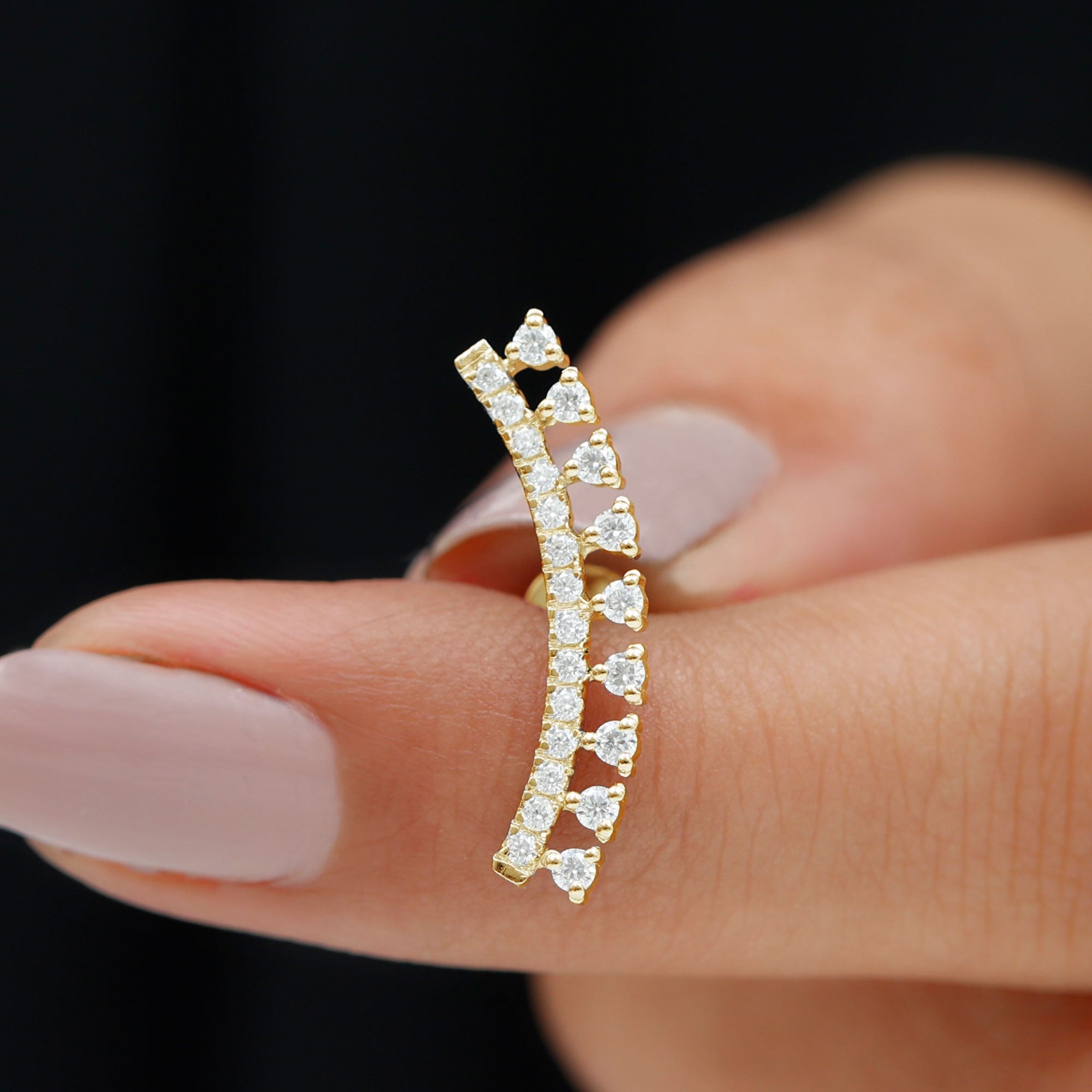 Certified Moissanite Curved Crawler Earring