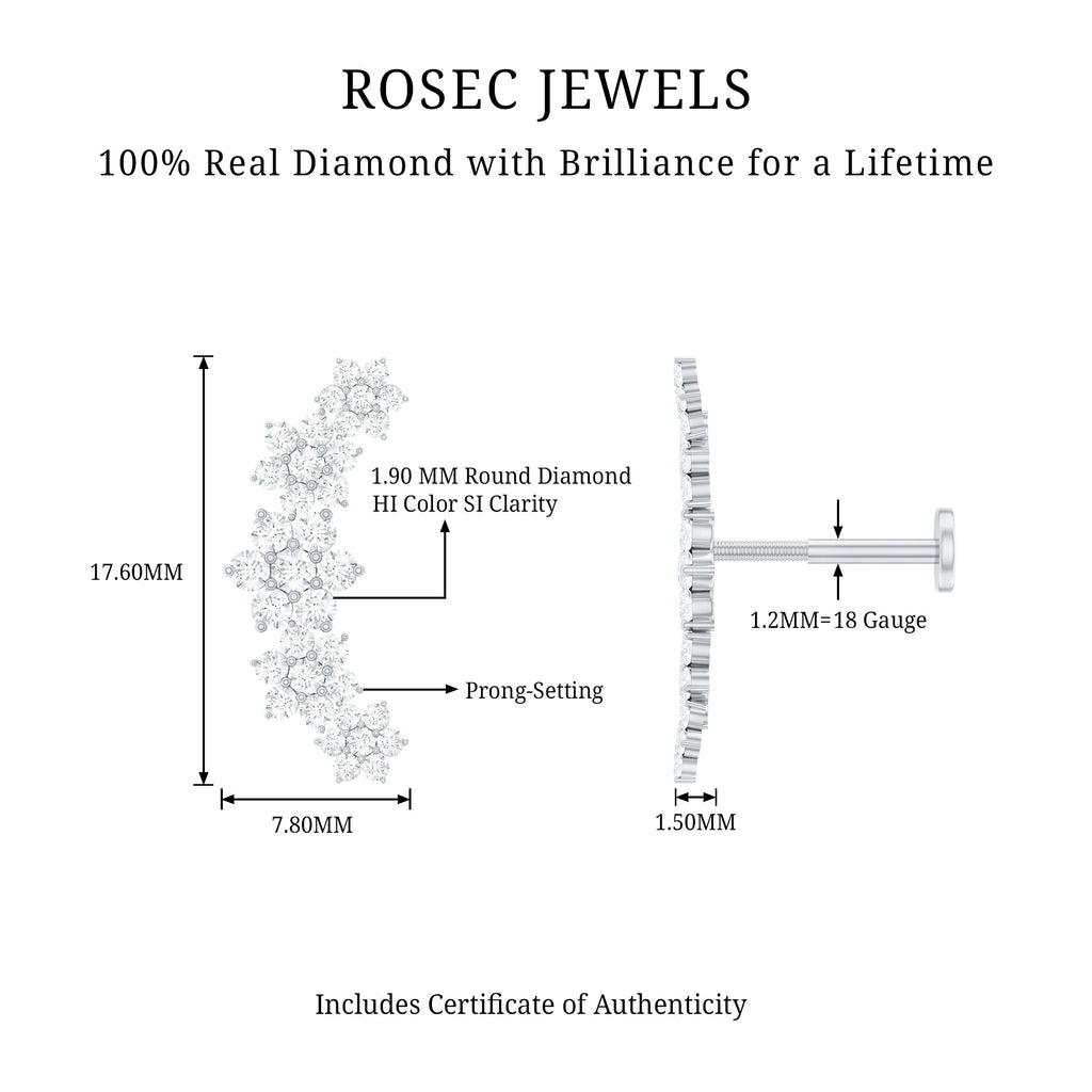 Diamond Flower Ear Crawler Earring