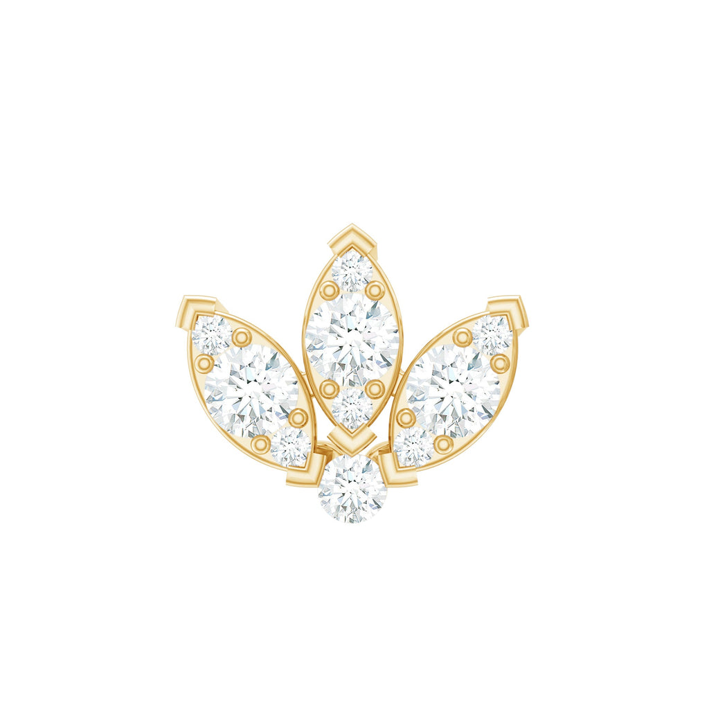 Certified Moissanite Lotus Earring for Cartilage Piercing