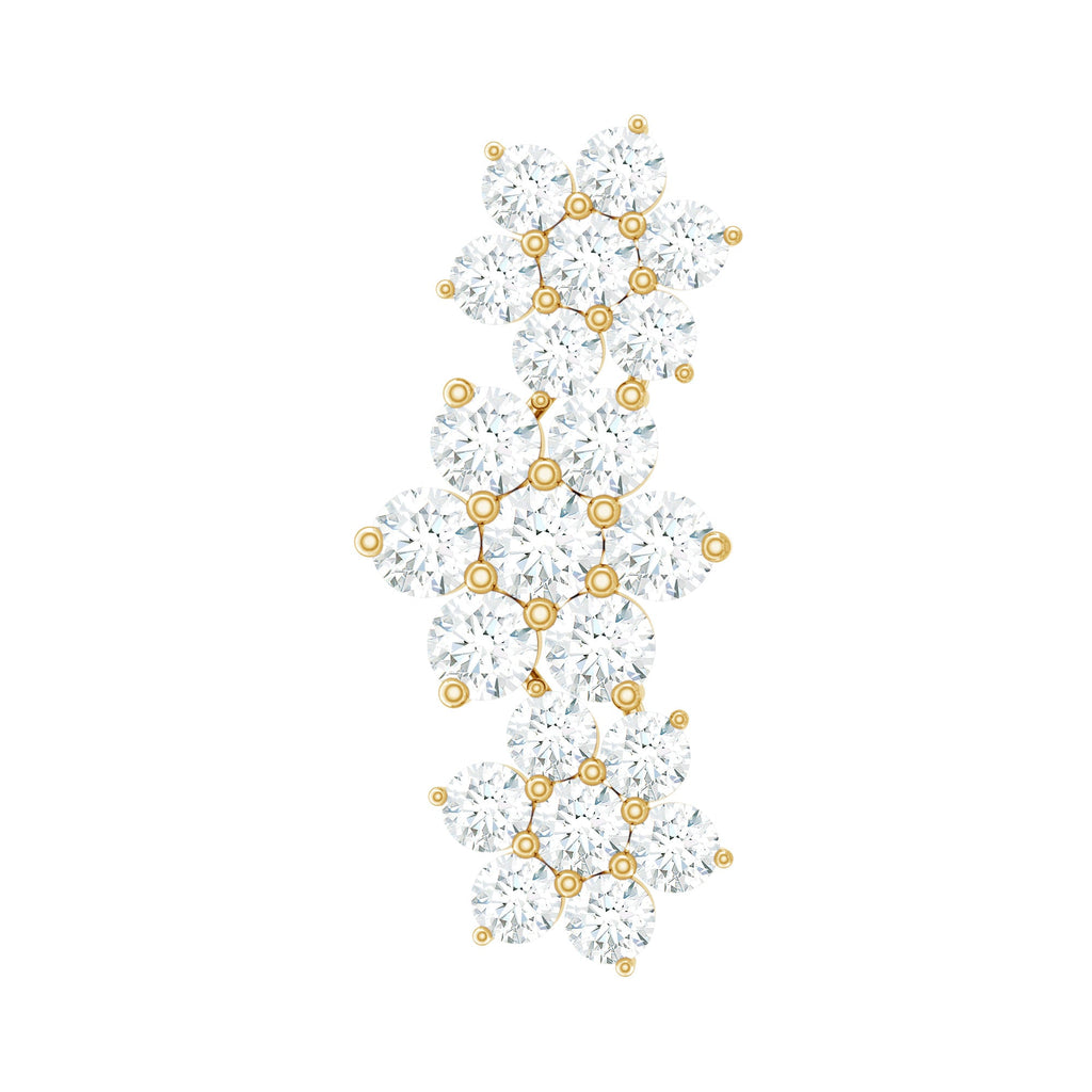 Certified Moissanite Flower Ear Climber Earring