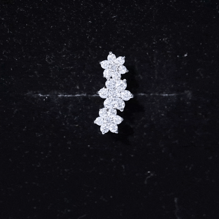 Certified Moissanite Floral Ear Climber Earring