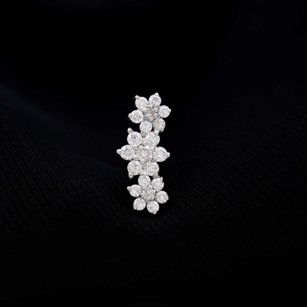 Certified Moissanite Floral Ear Climber Earring