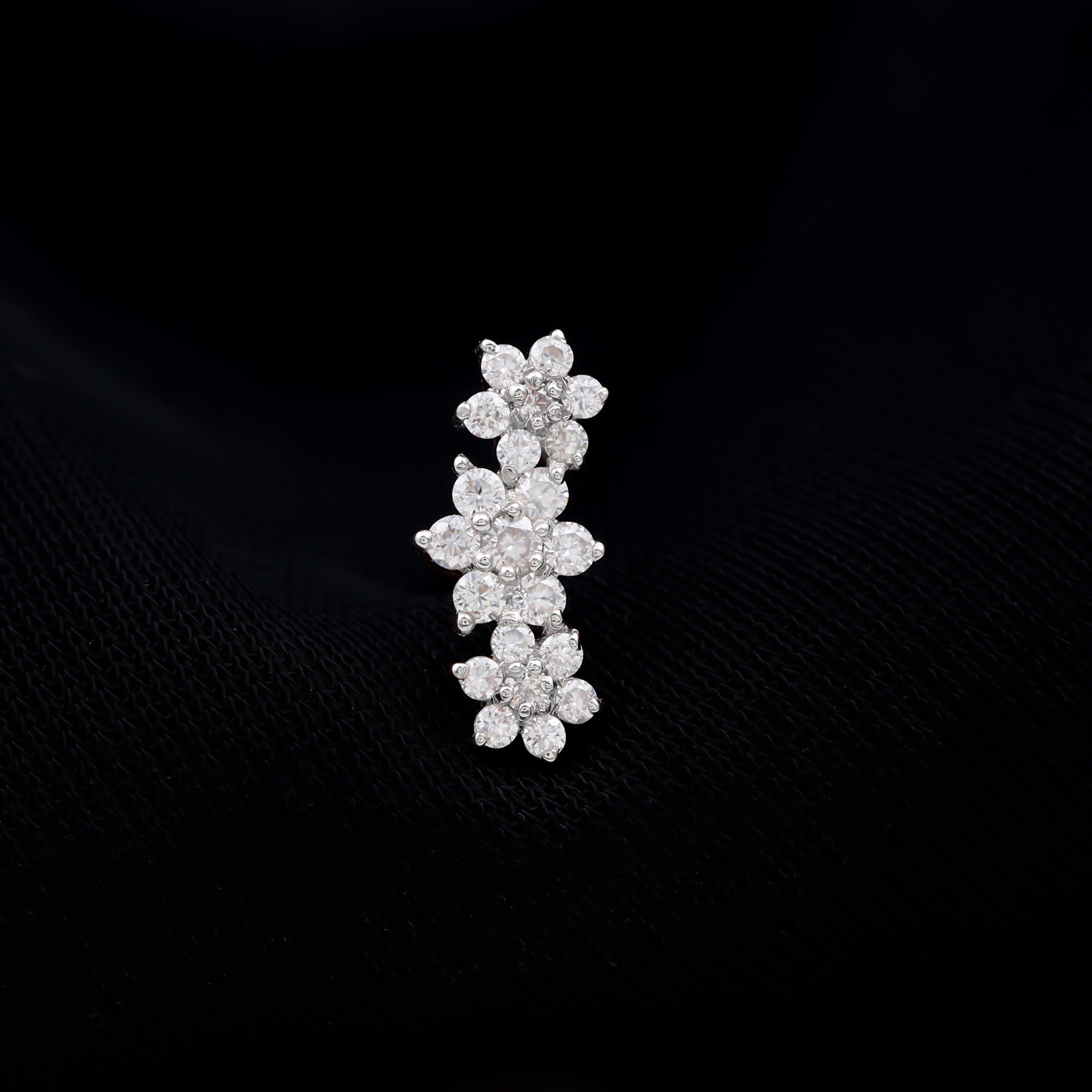 Certified Moissanite Floral Ear Climber Earring