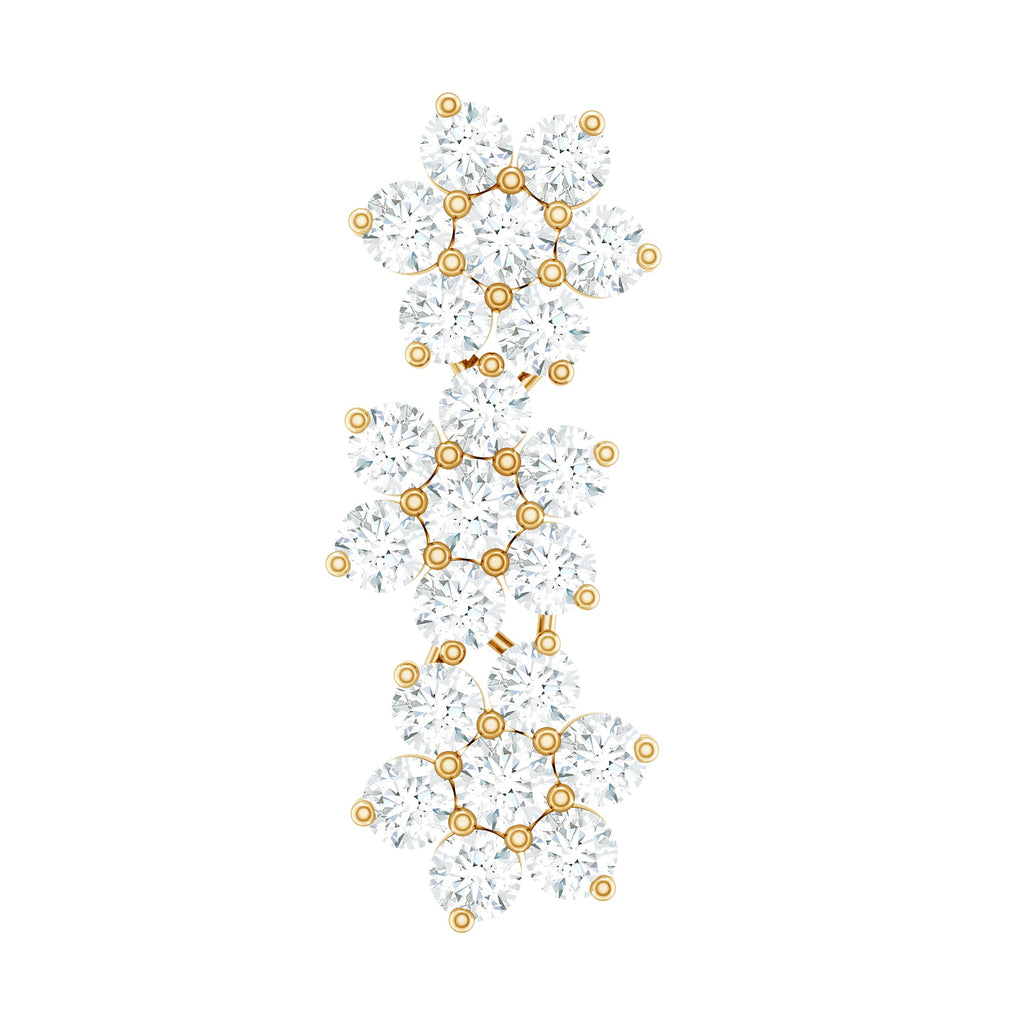 Certified Moissanite Floral Ear Climber Earring