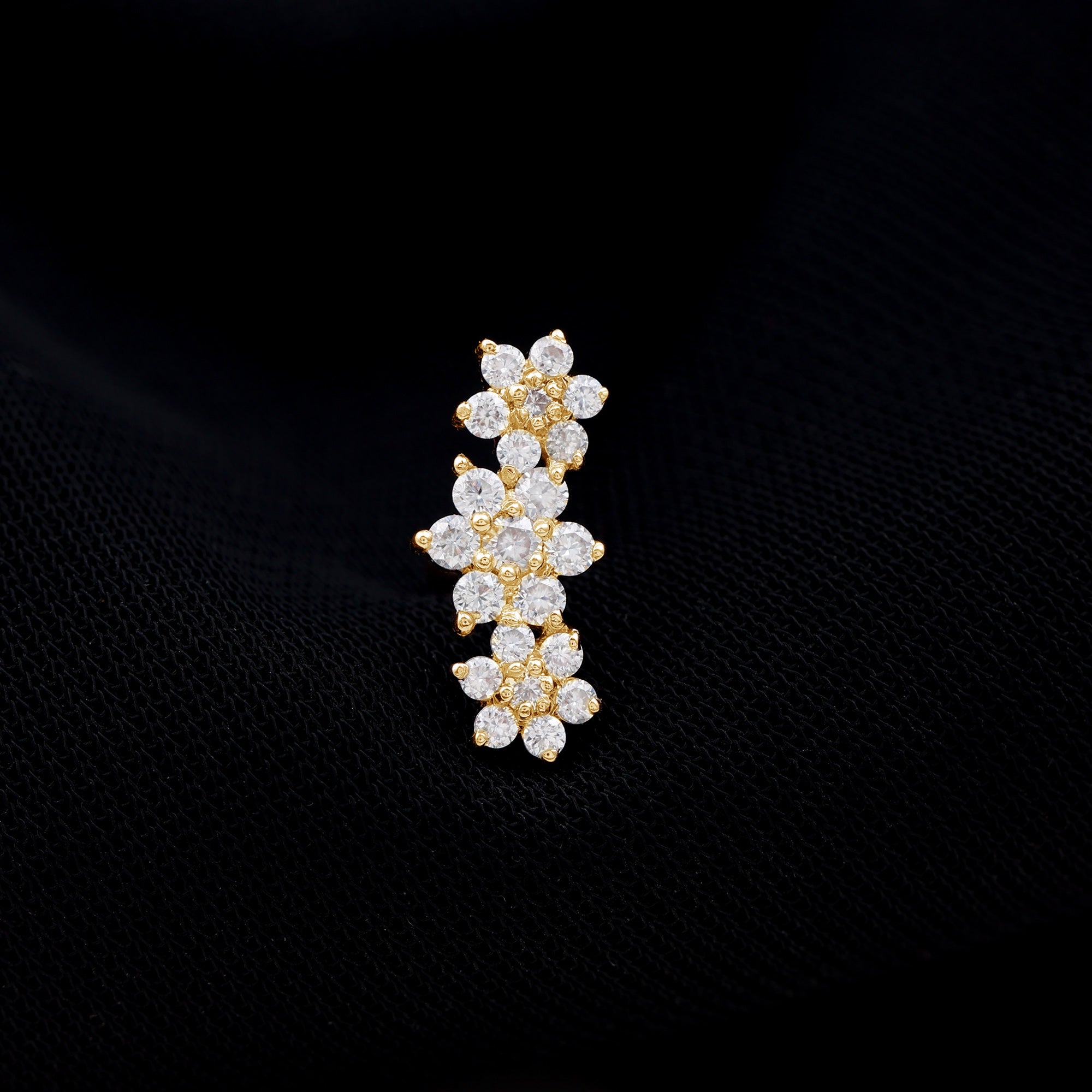 Certified Moissanite Floral Ear Climber Earring