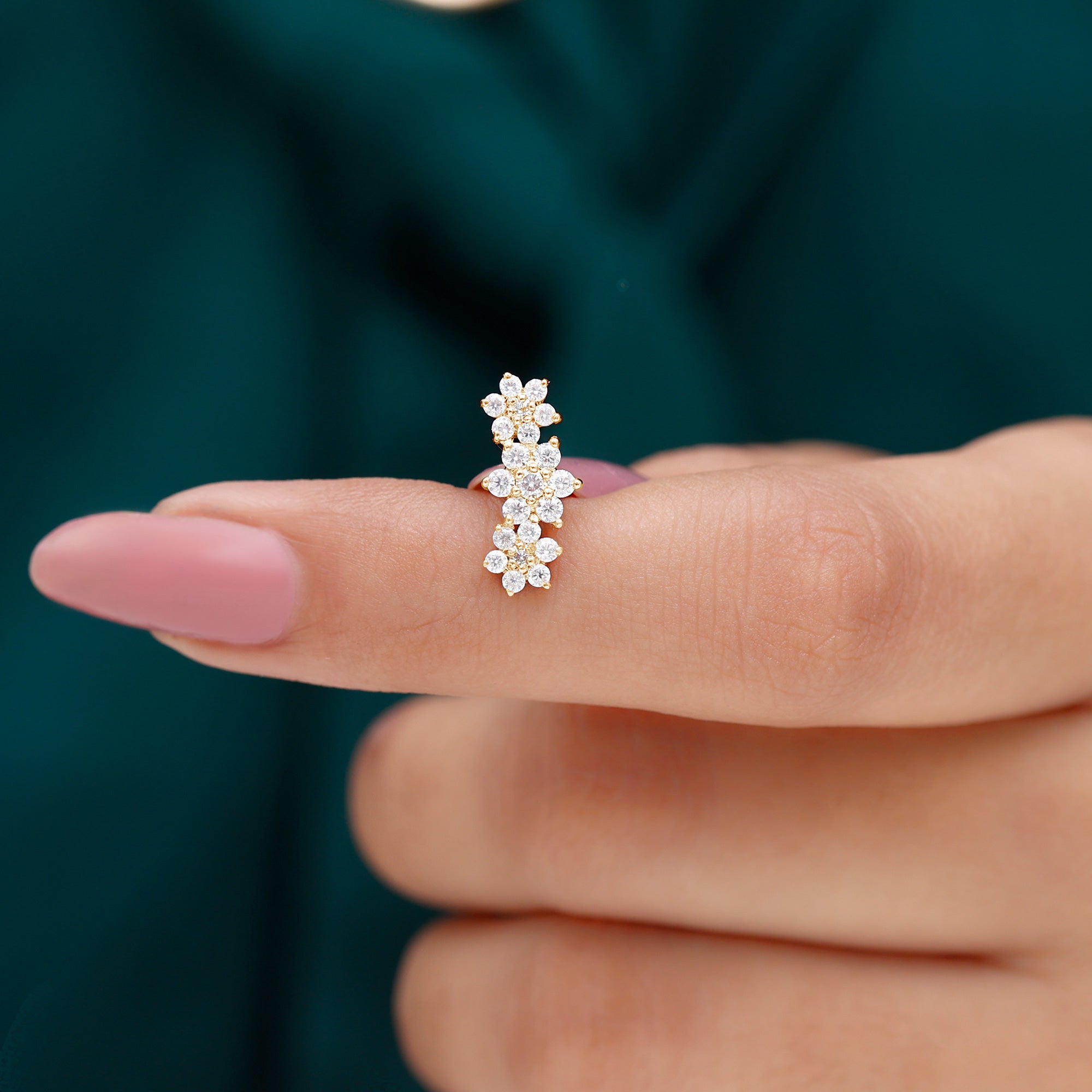 Certified Moissanite Floral Ear Climber Earring