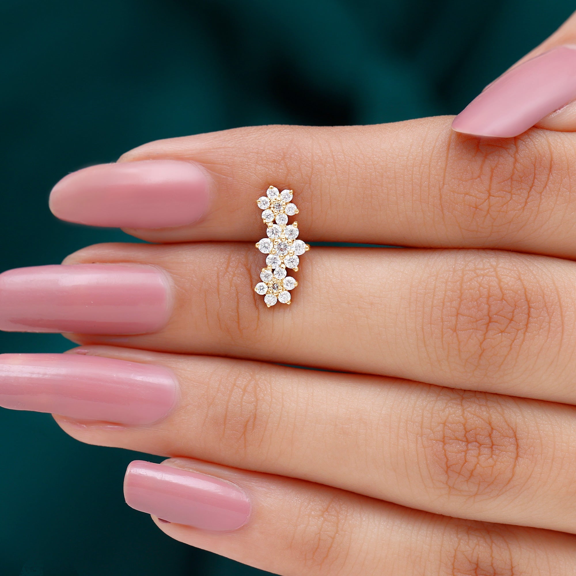 Certified Moissanite Floral Ear Climber Earring