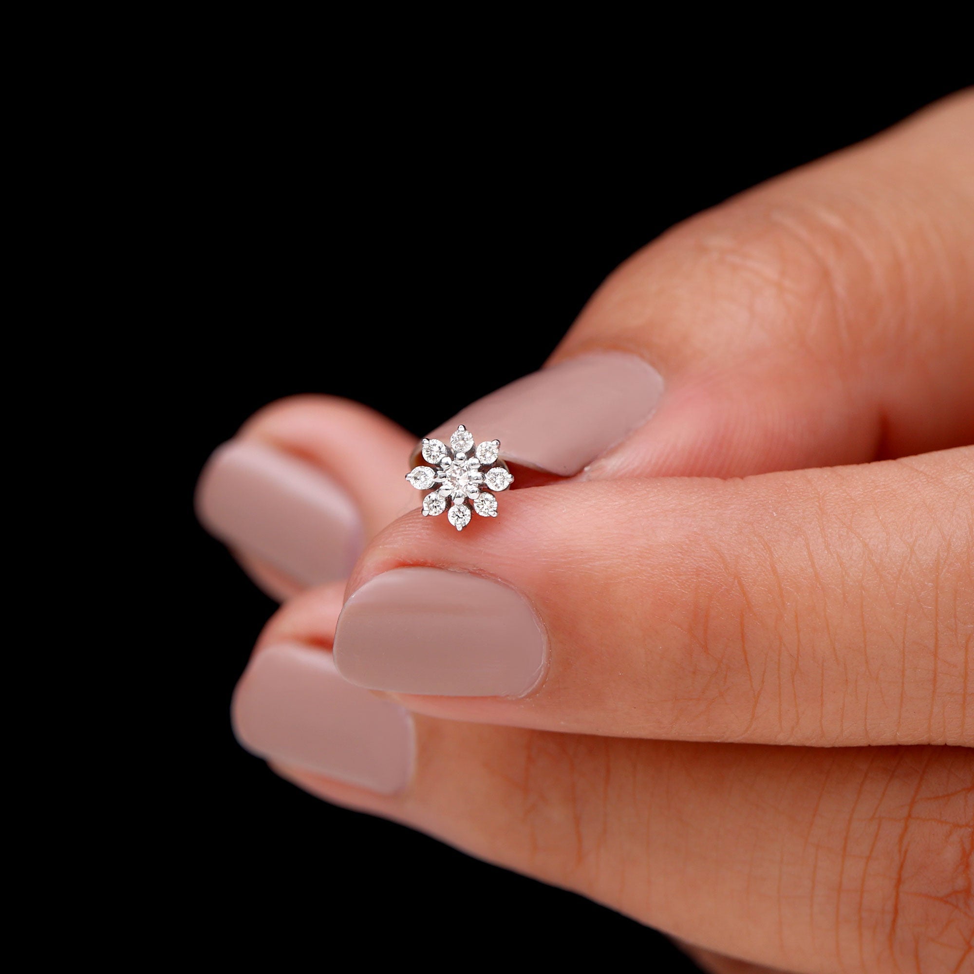 Minimalist Moissanite Flower Cartilage Earring