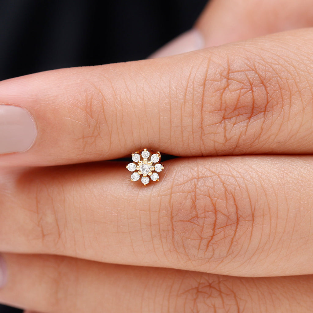 Minimalist Moissanite Flower Cartilage Earring