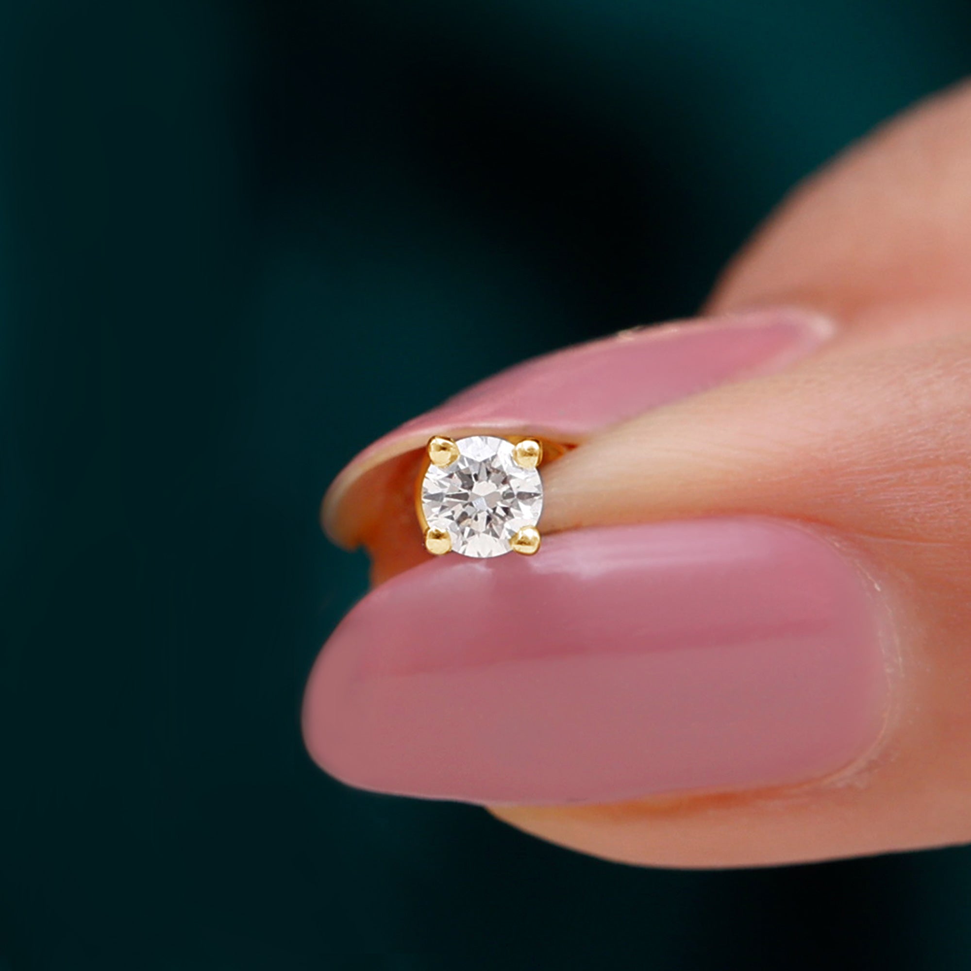 Dainty Round Moissanite Solitaire Tragus Earring