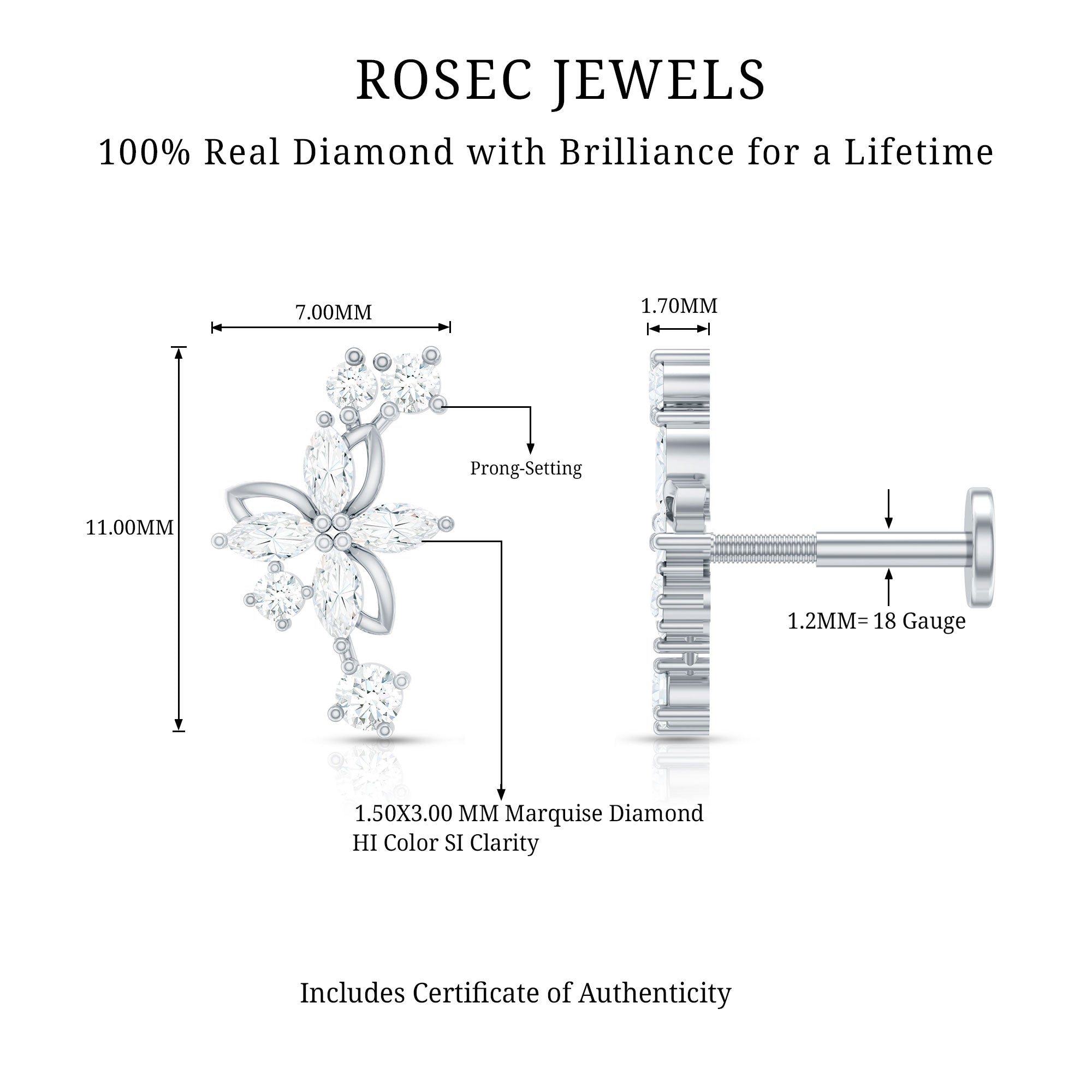 Diamond Flower Crawler Earring